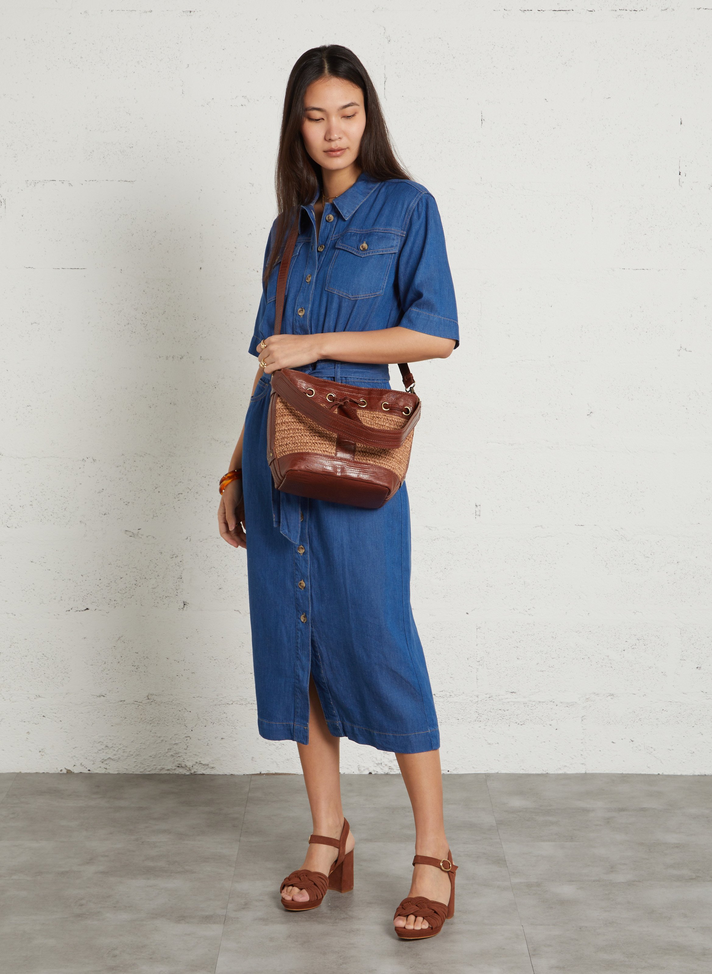 Sac seau en cuir maxeau MAISON 123 Marron