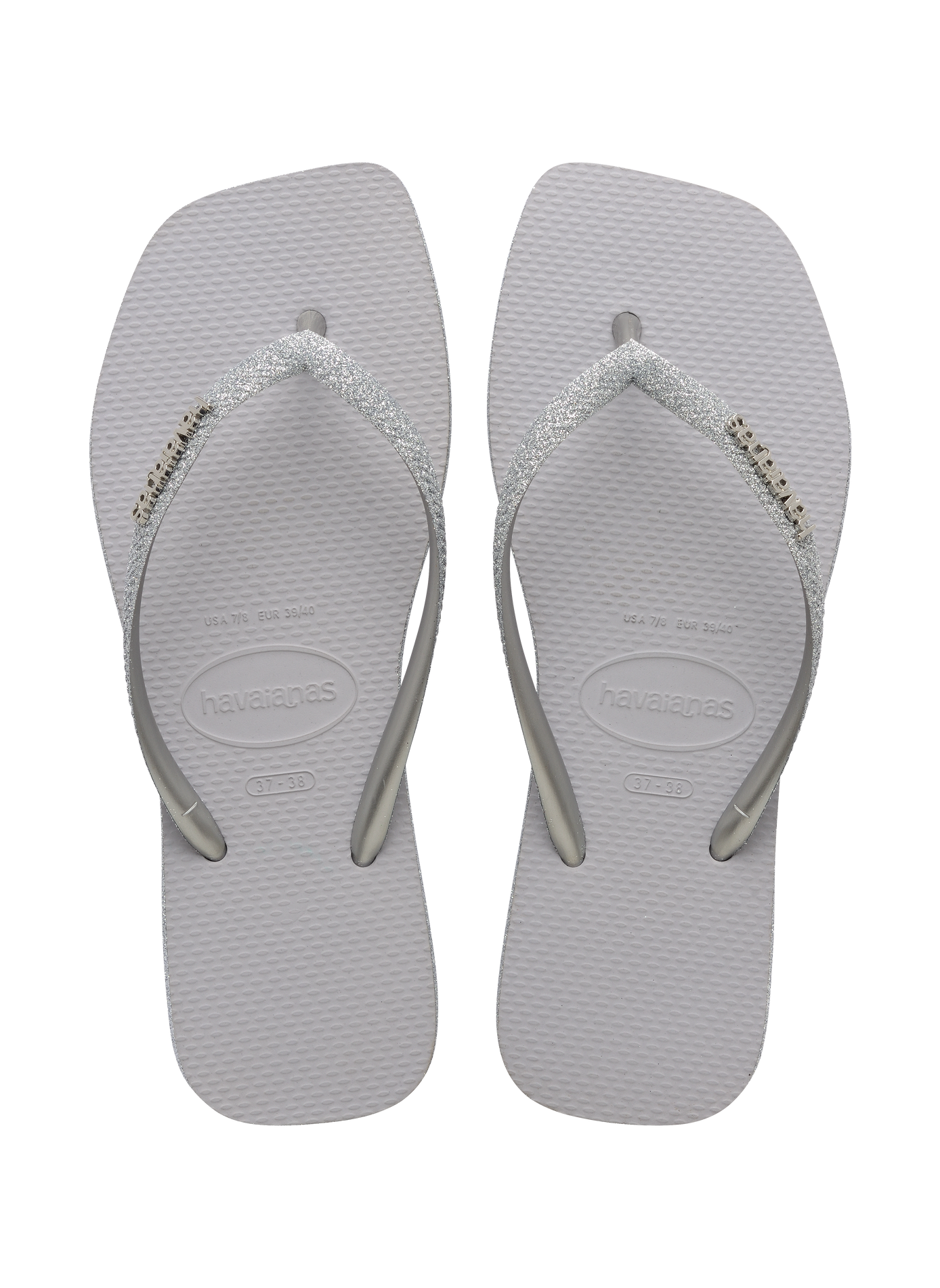 Slim Square Sparkle Toe-Post Sandals with Sparkling Straps HAVAIANAS Silver