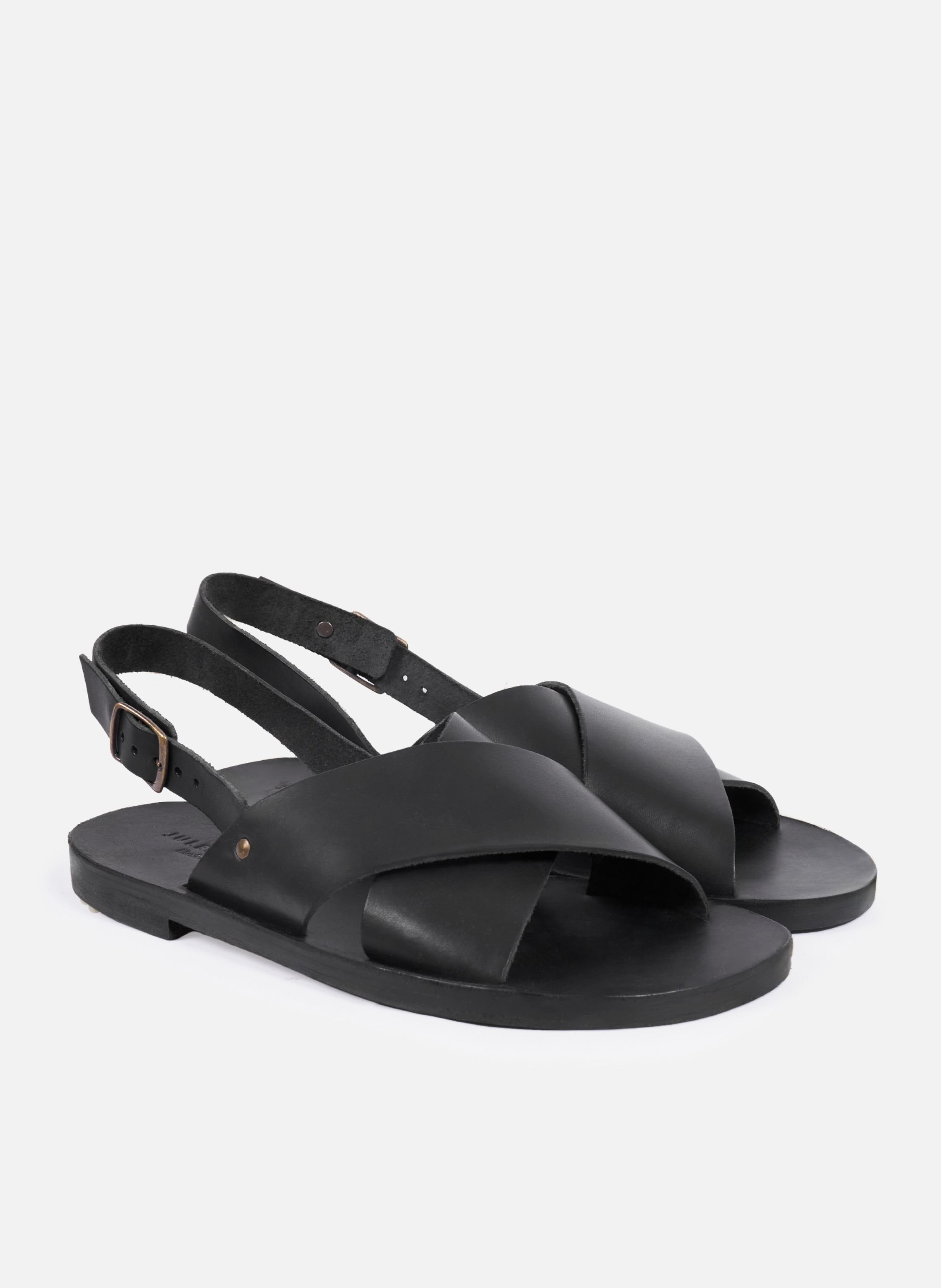 Sandales enzo cuir lisse JULES & JENN Noir