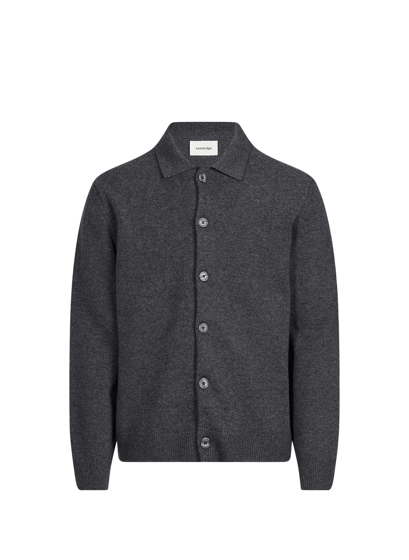 Wool polo collar cardigan SAISON 1865 Grey