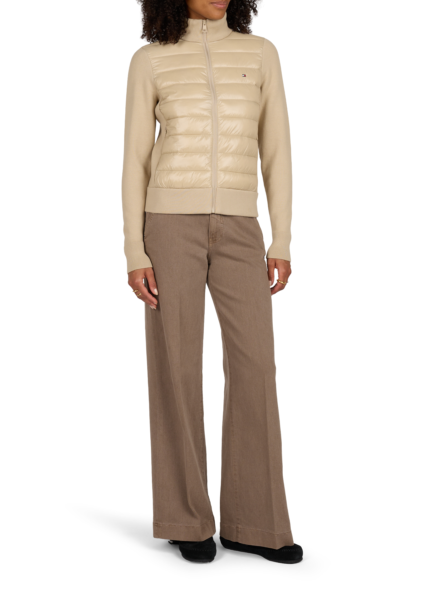 Quilted jacket with high collar | Beige TOMMY HILFIGER Women
