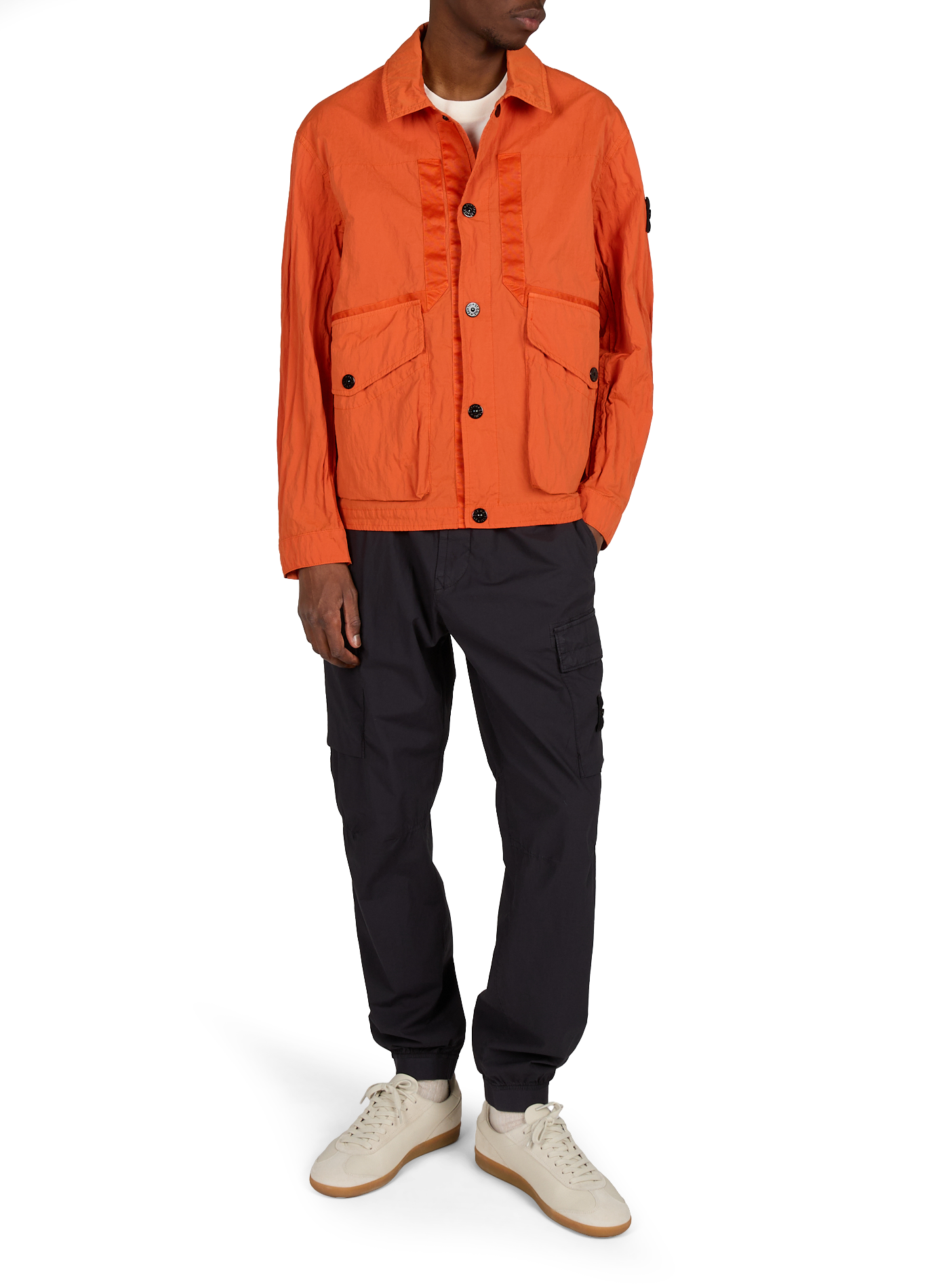 Lightweight jacket with classic collar STONE ISLAND Orange