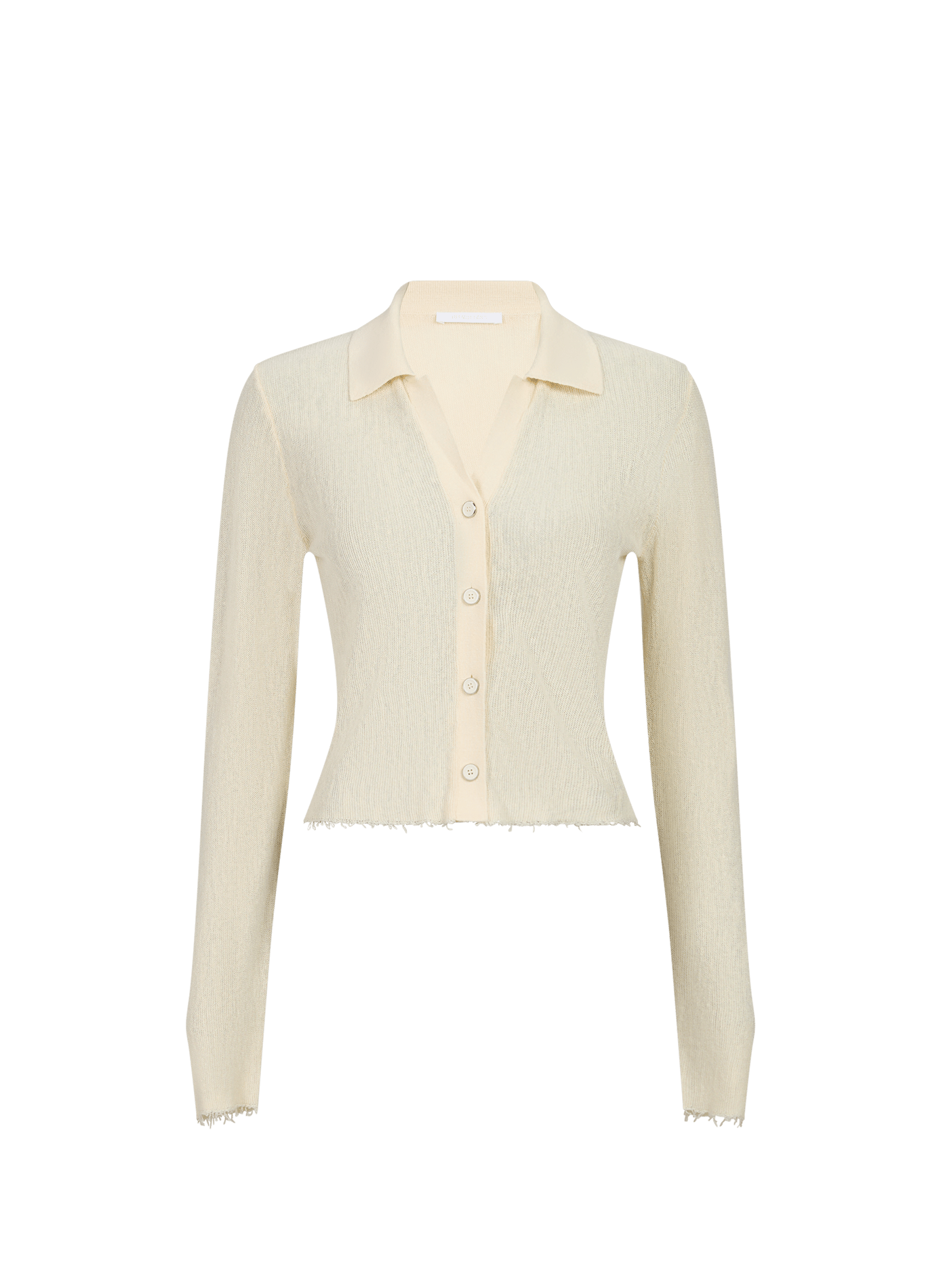Short button-up top with a Cuban collar in blended linen HELMUT LANG Beige