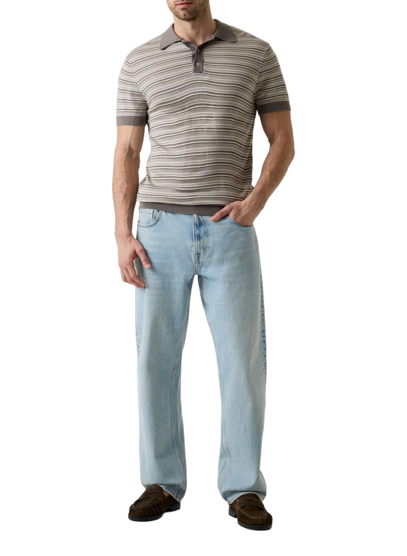 Striped short-sleeve polo GUESS Green