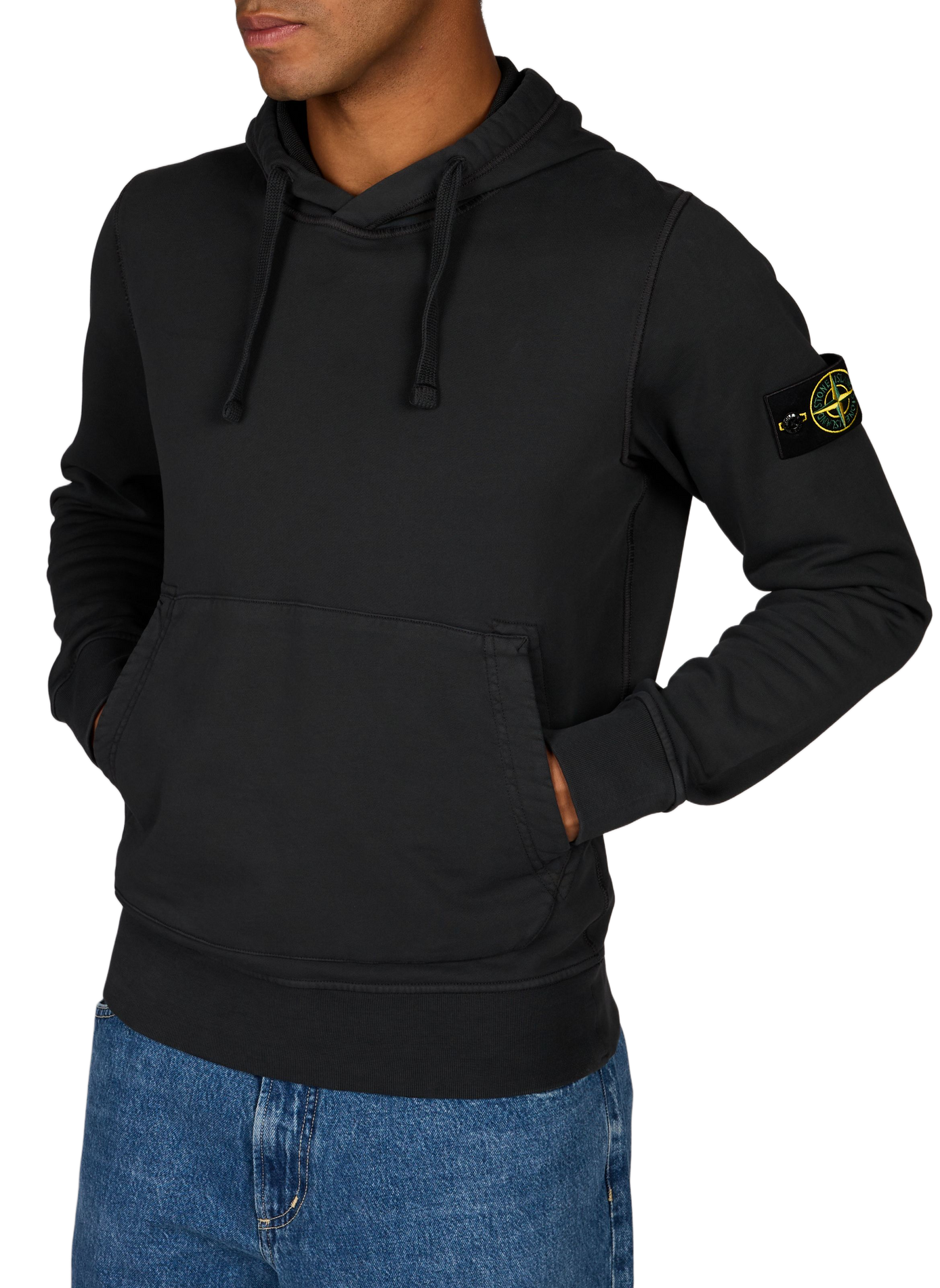Solid color hoodie with a hood STONE ISLAND Grey
