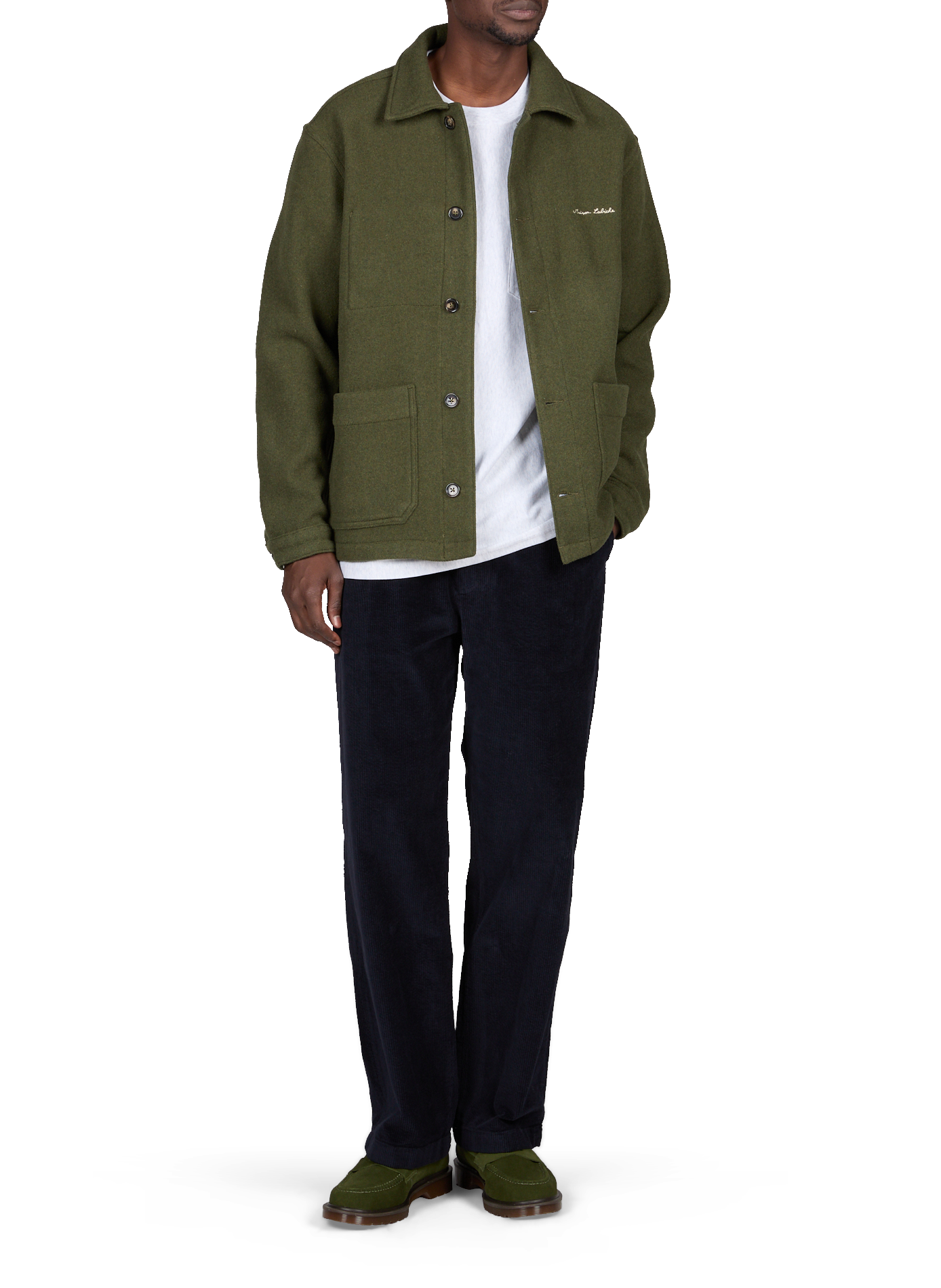 Veste droite col classique en laine mélangée MAISON LABICHE Vert