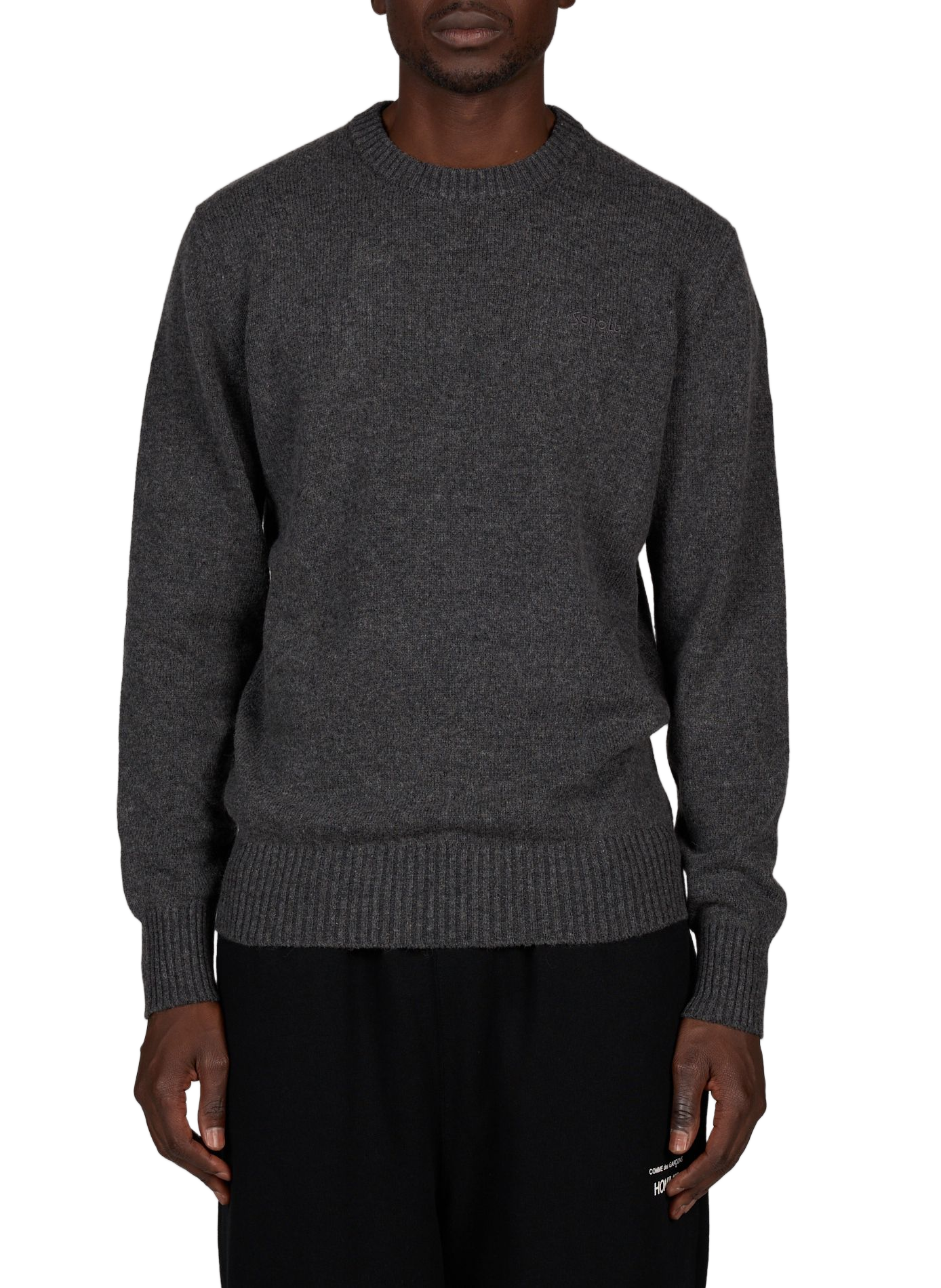 Pull col rond en laine mélangée SCHOTT Gris