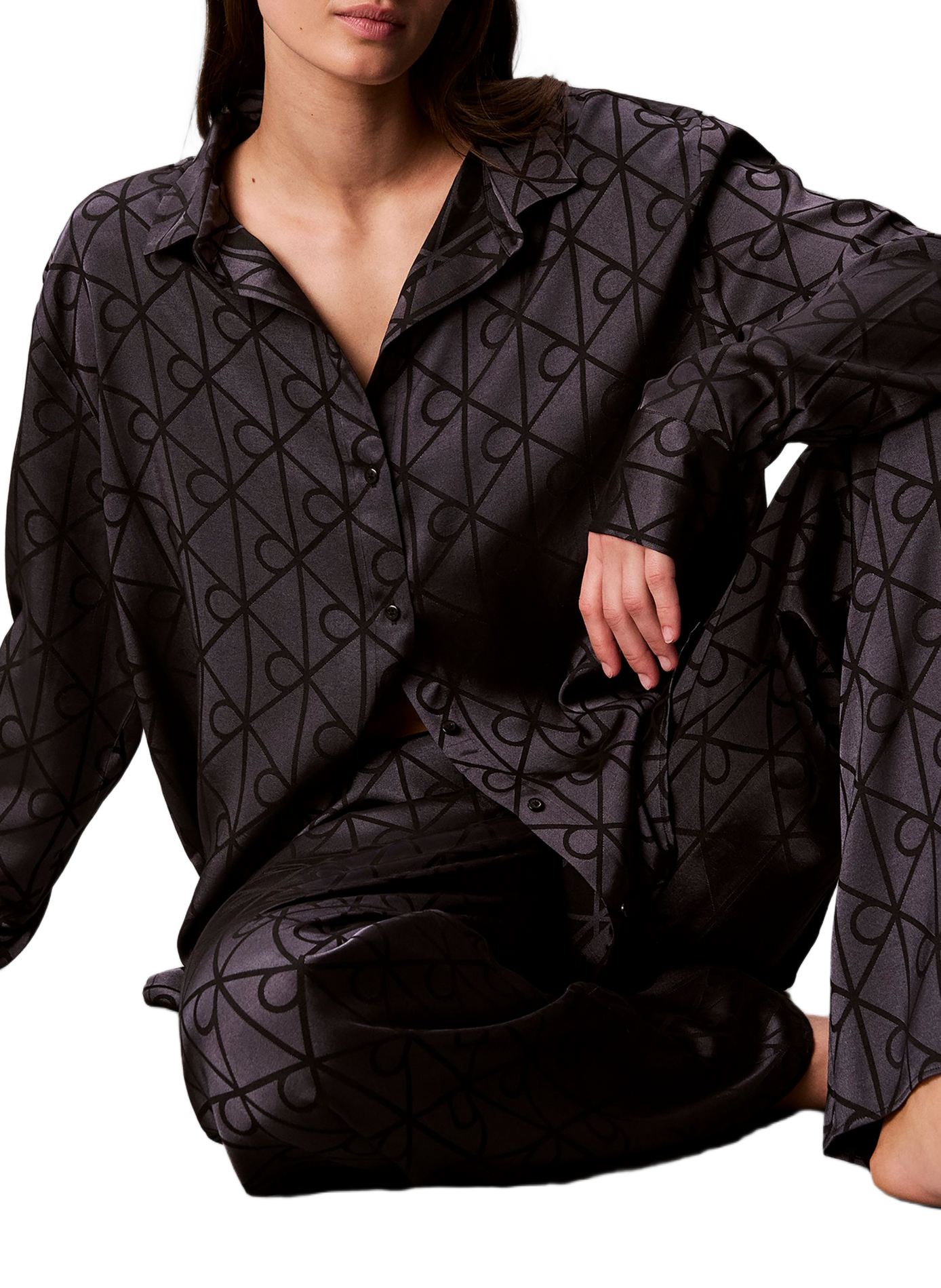 Satin pyjama trousers CALVIN KLEIN Black