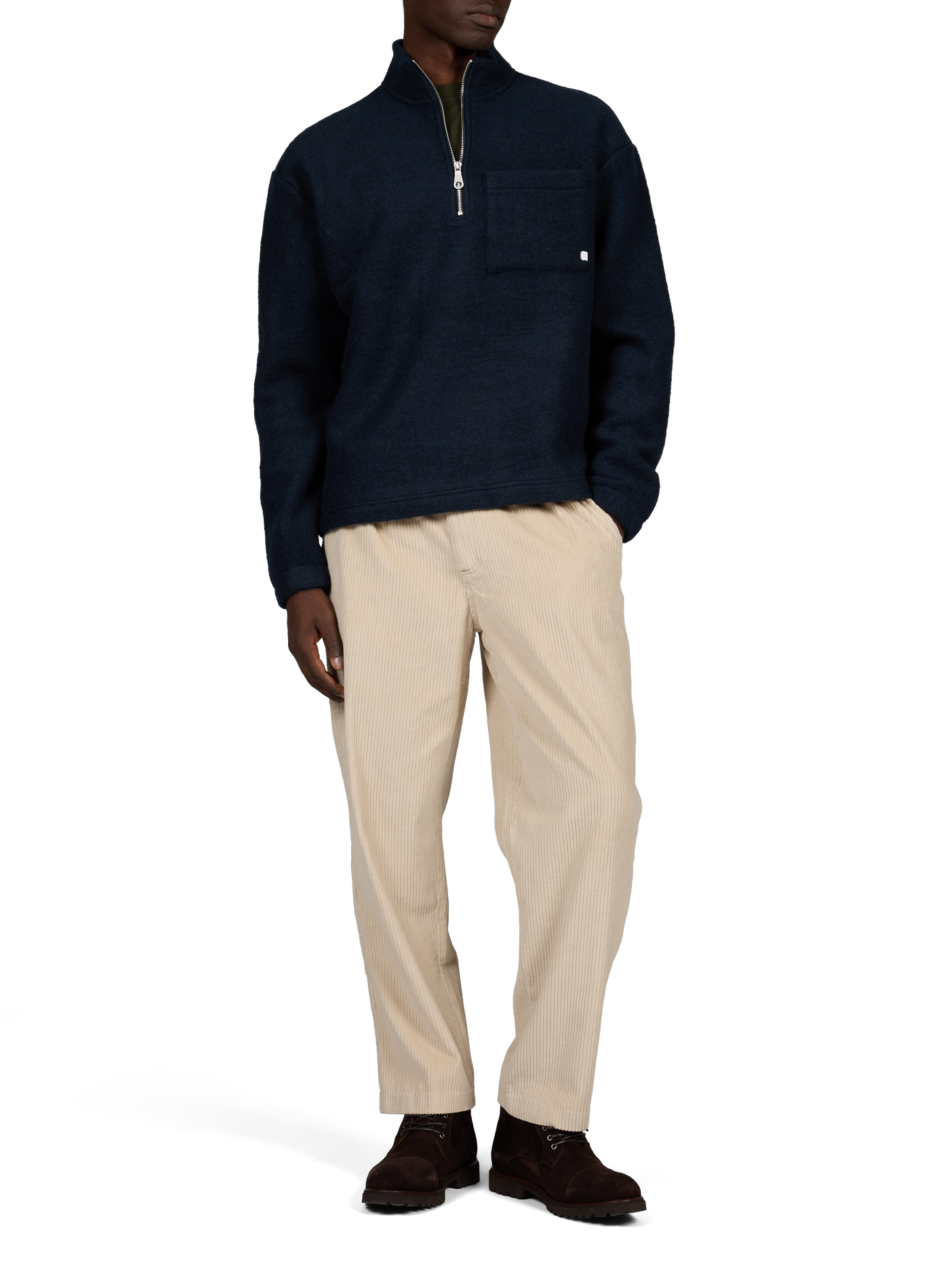 Rechte geribbelde wollen mix trui FARAH Blauw