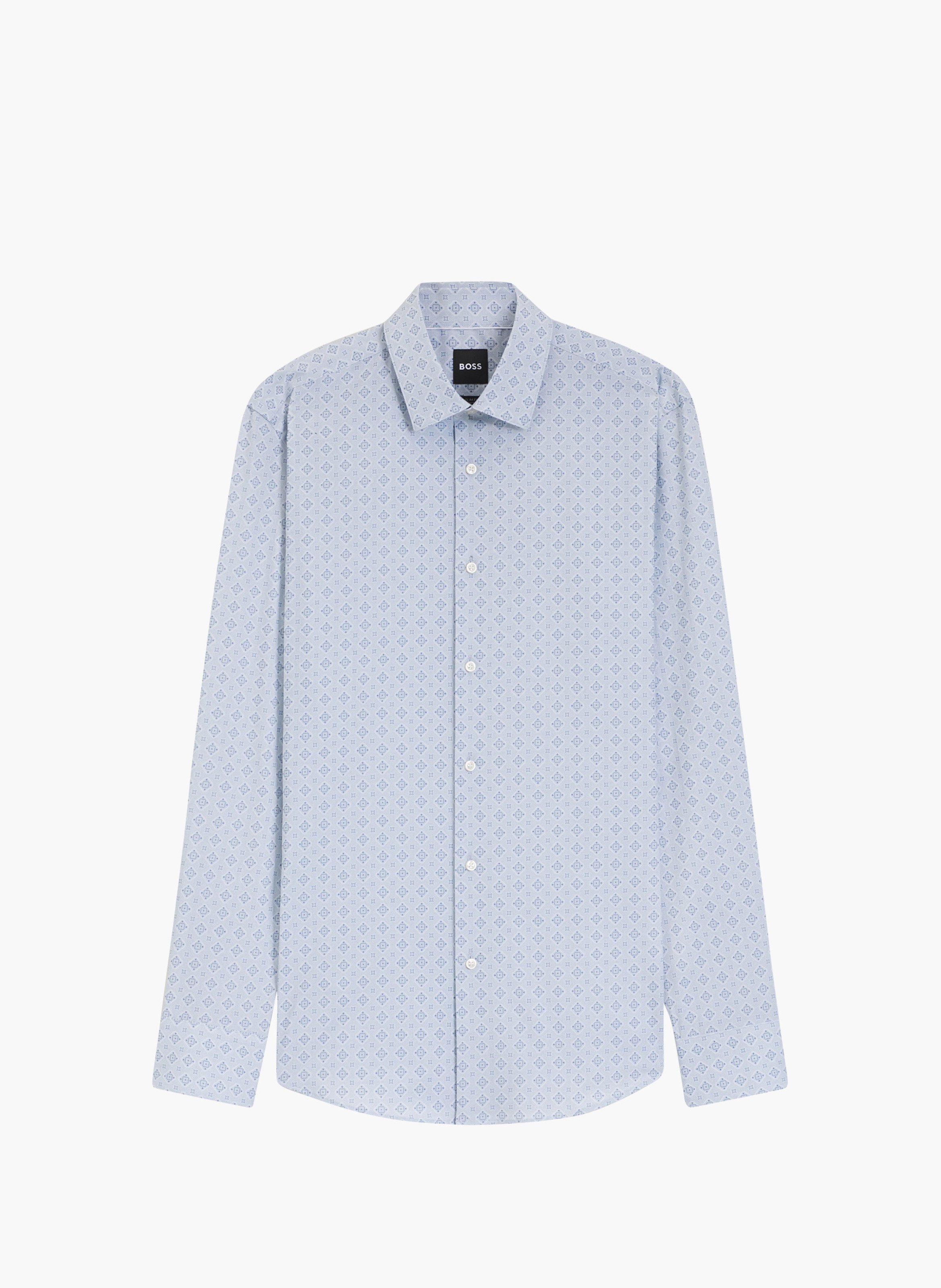 Chemise droite imprimée en coton mélangé BOSS Bleu