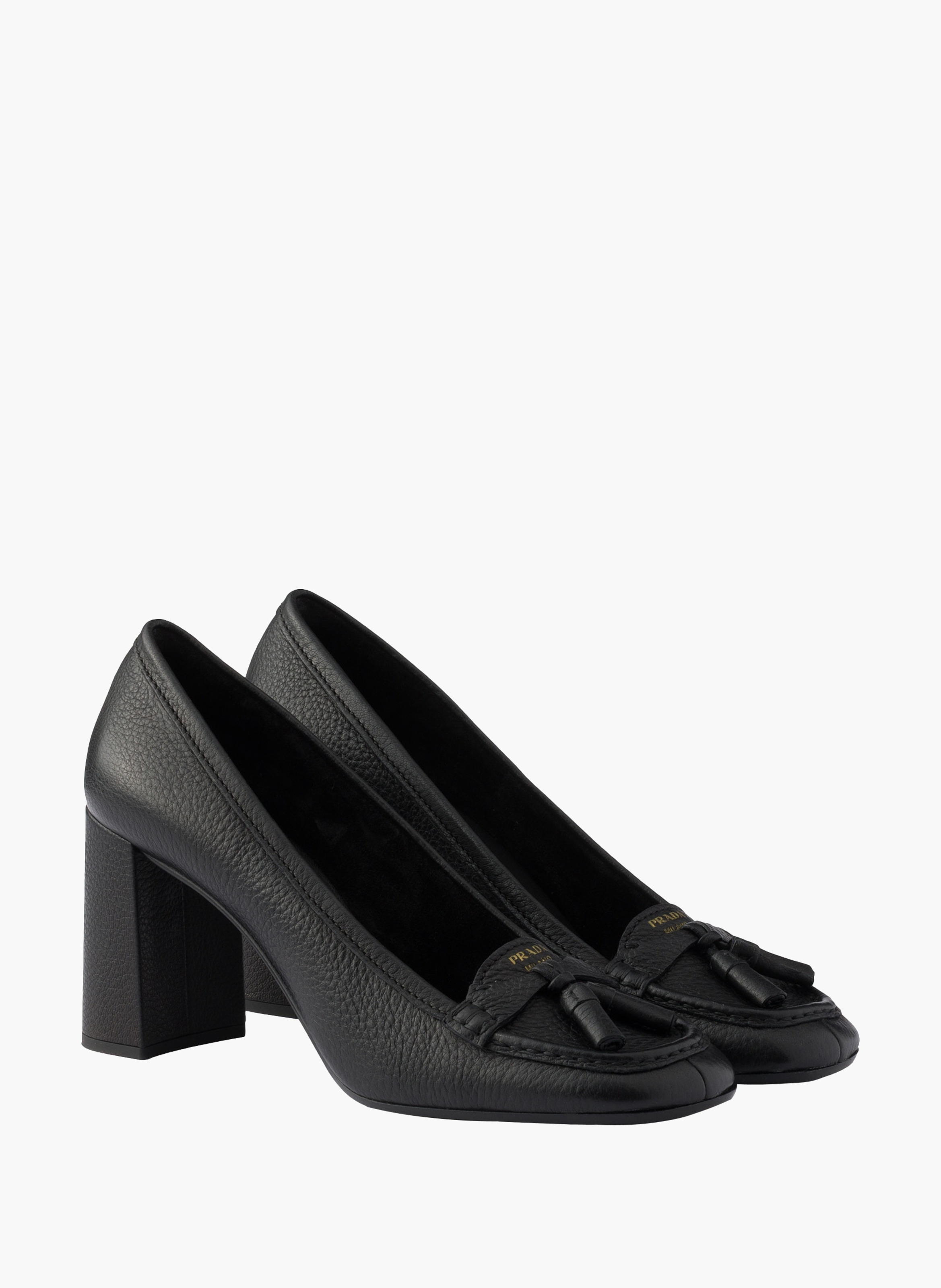 Mocassins à talon en cuir PRADA Noir