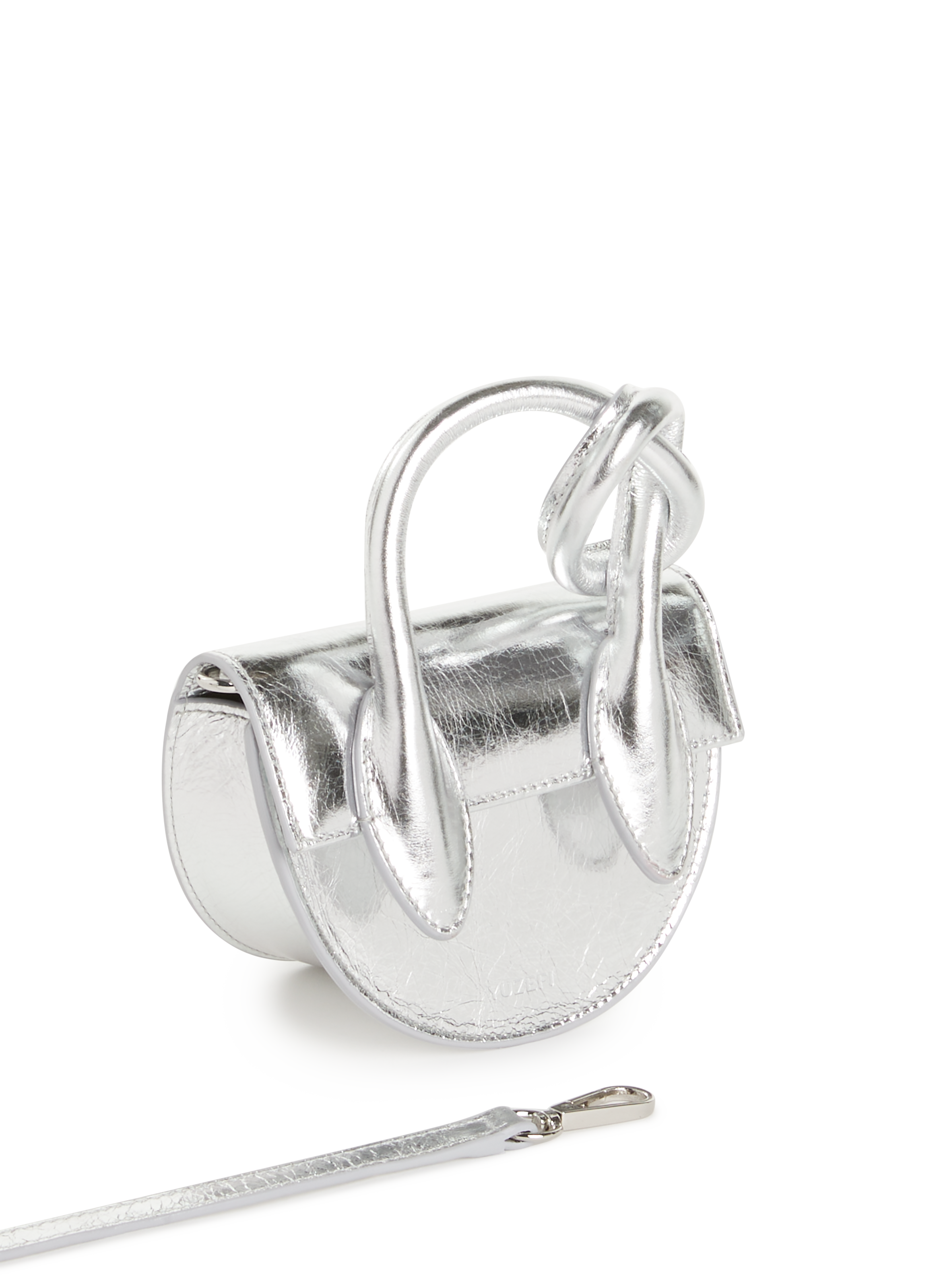 Sac mini Pretzel en cuir métallisé
