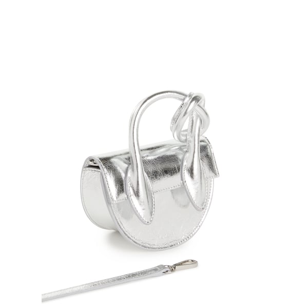 Sac mini Pretzel en cuir métallisé