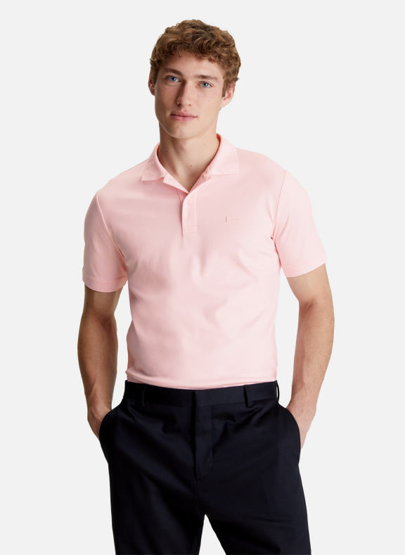 CALVIN KLEIN Cotton logo polo shirt Pink