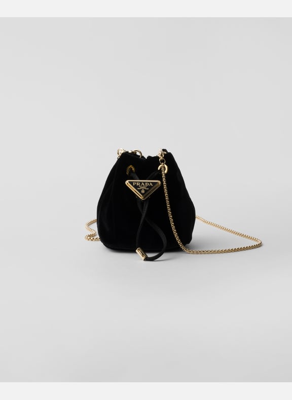 Mini pochette en velours Noir by PRADA PRADA Mini pochette en velours Noir