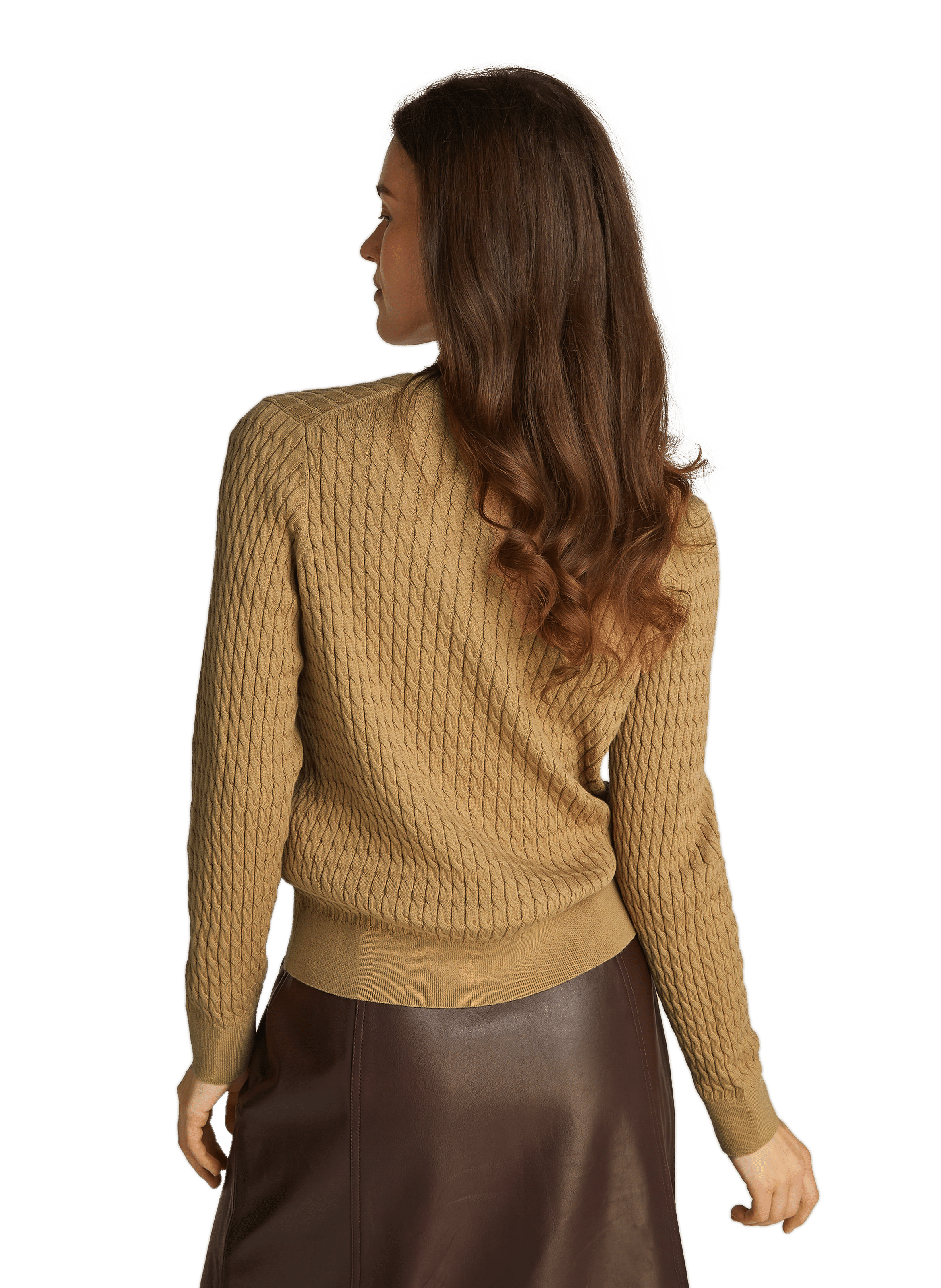 Pull col V en coton TOMMY HILFIGER Marron