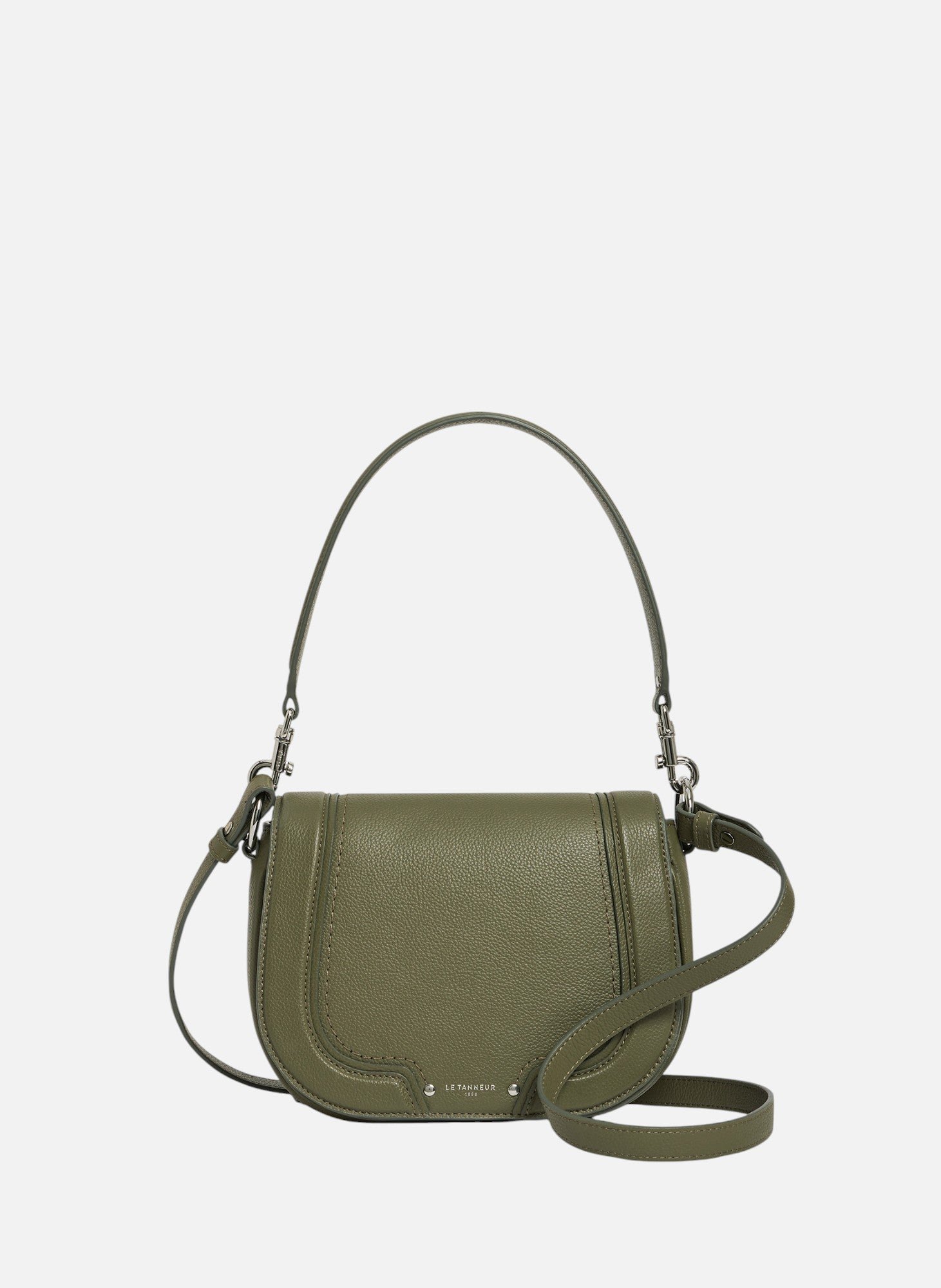 Sac bandoulière moyen modèle ella en cuir grainé LE TANNEUR Vert
