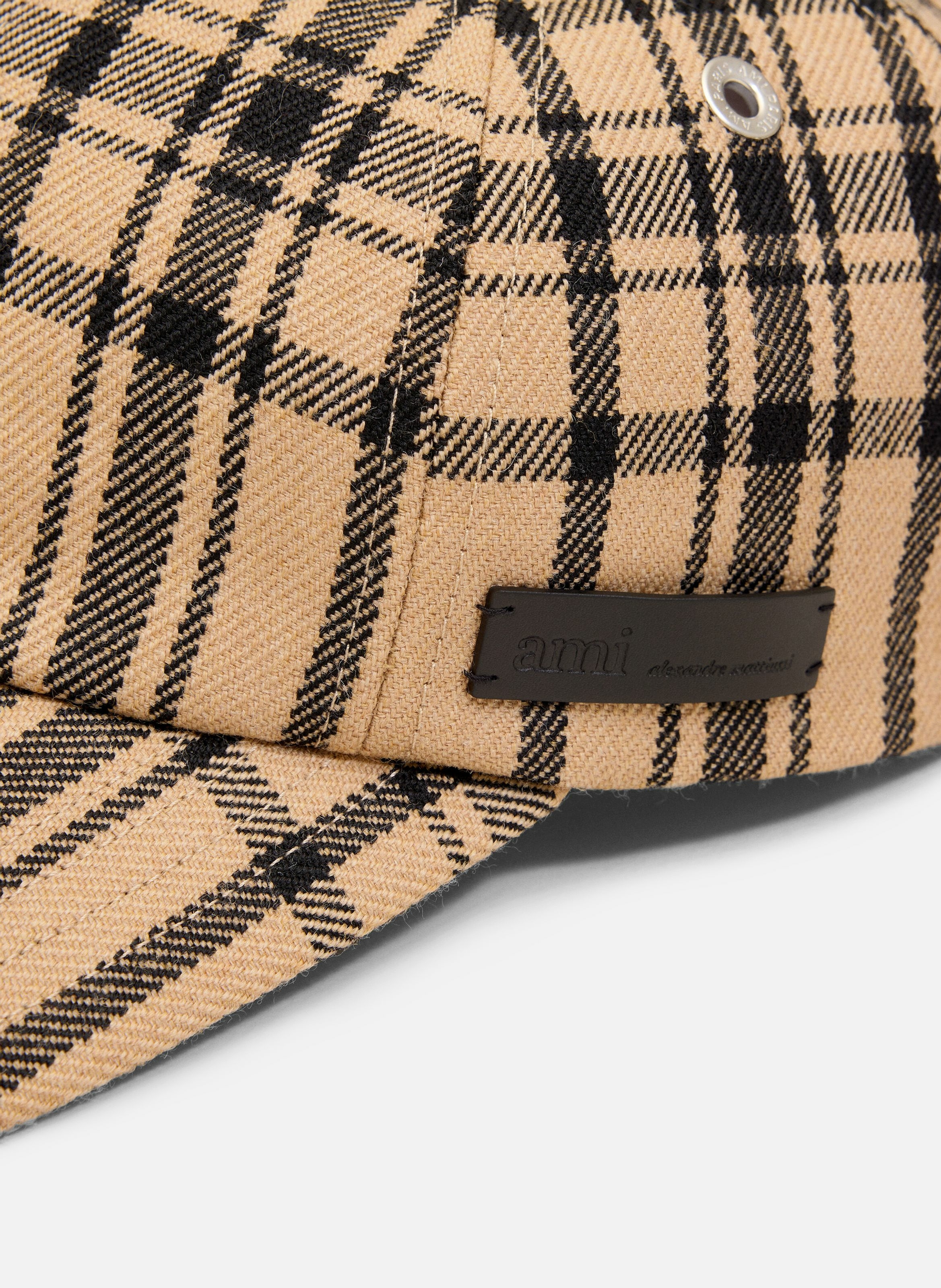 Casquette a carreaux en laine unisexe AMI PARIS Marron