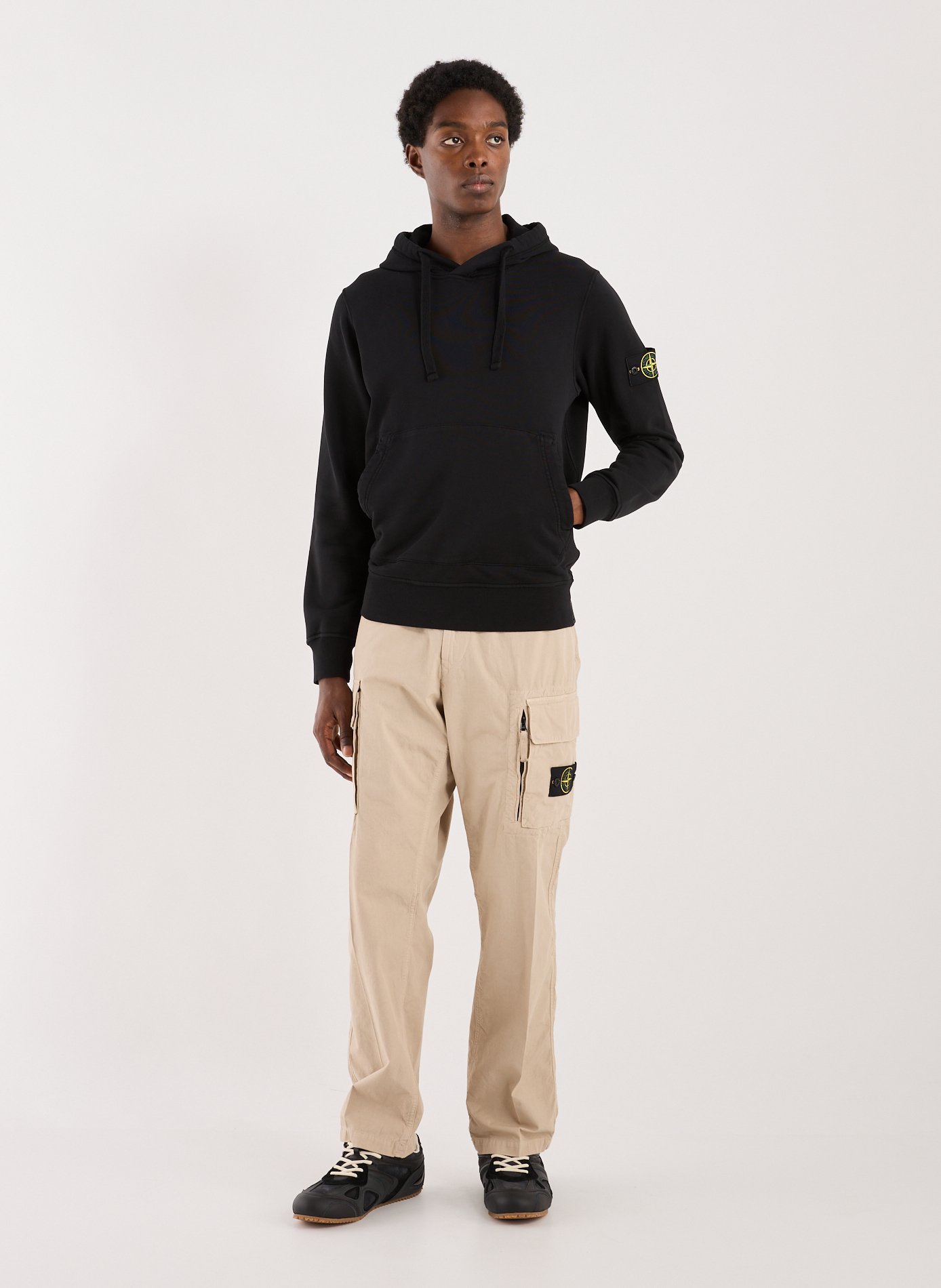 Cotton Hooded Sweatshirt STONE ISLAND Black