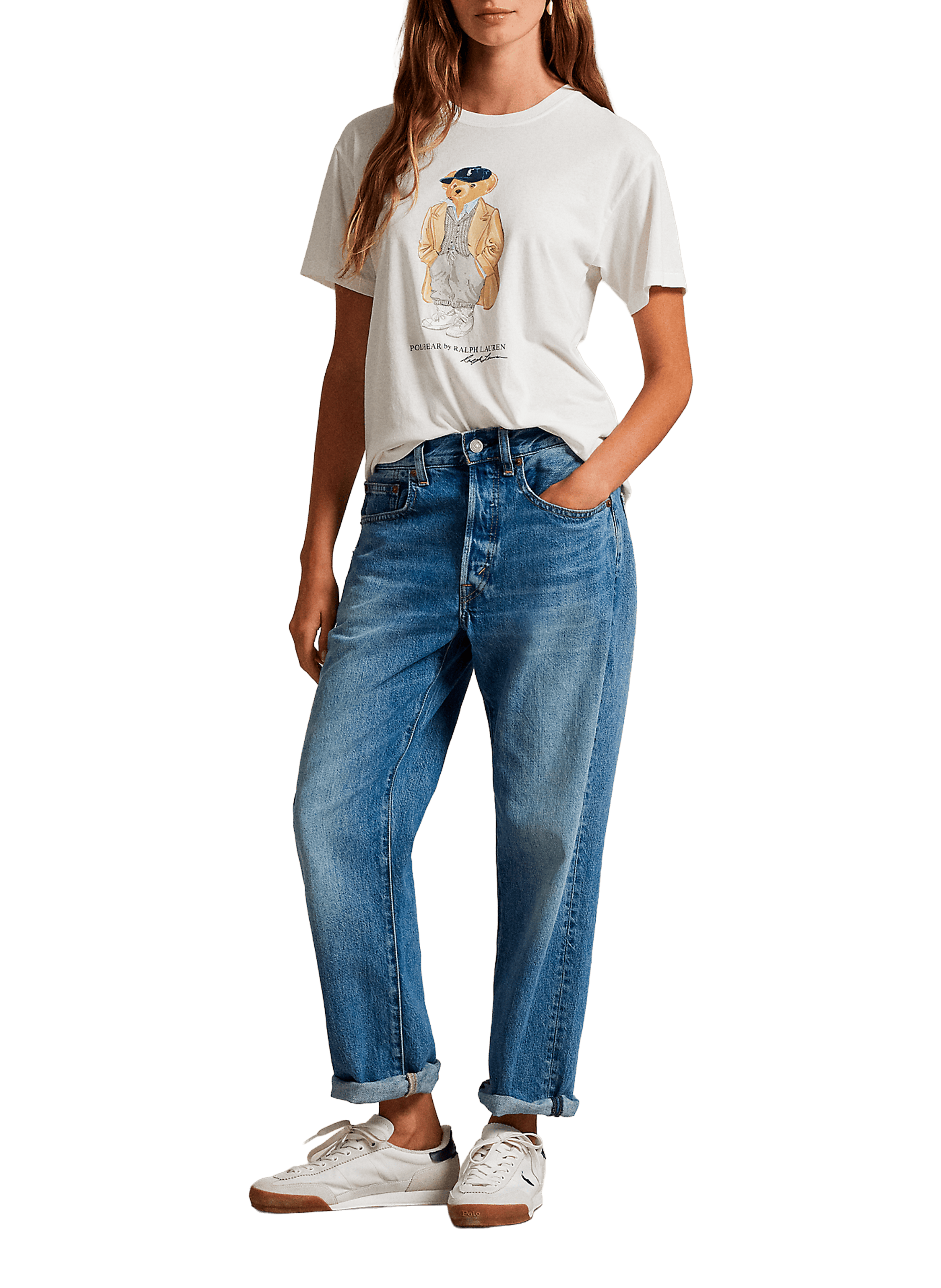 T-shirt col rond en coton POLO RALPH LAUREN Blanc