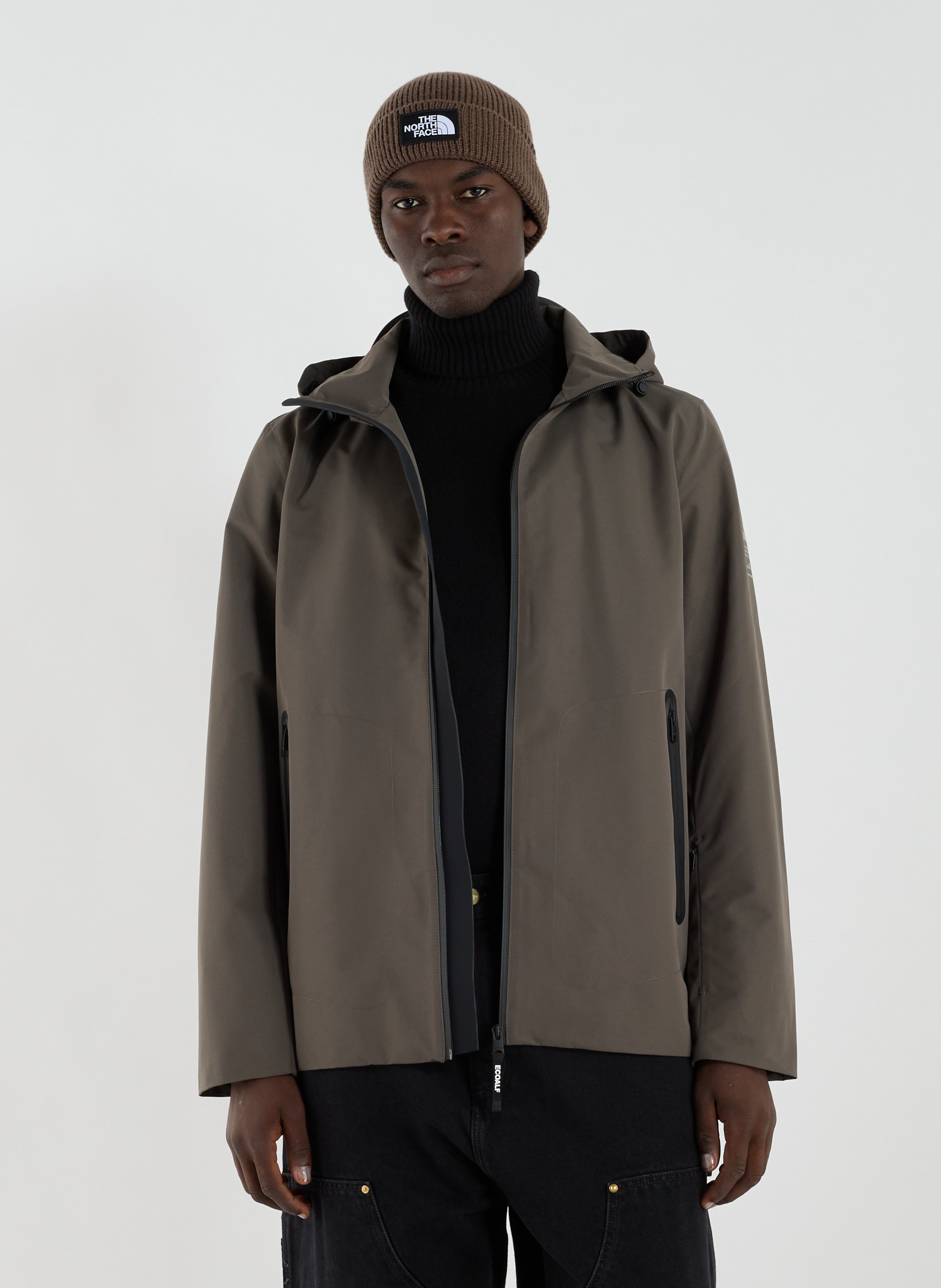 ECOALF Solid parka with removable hood Khaki