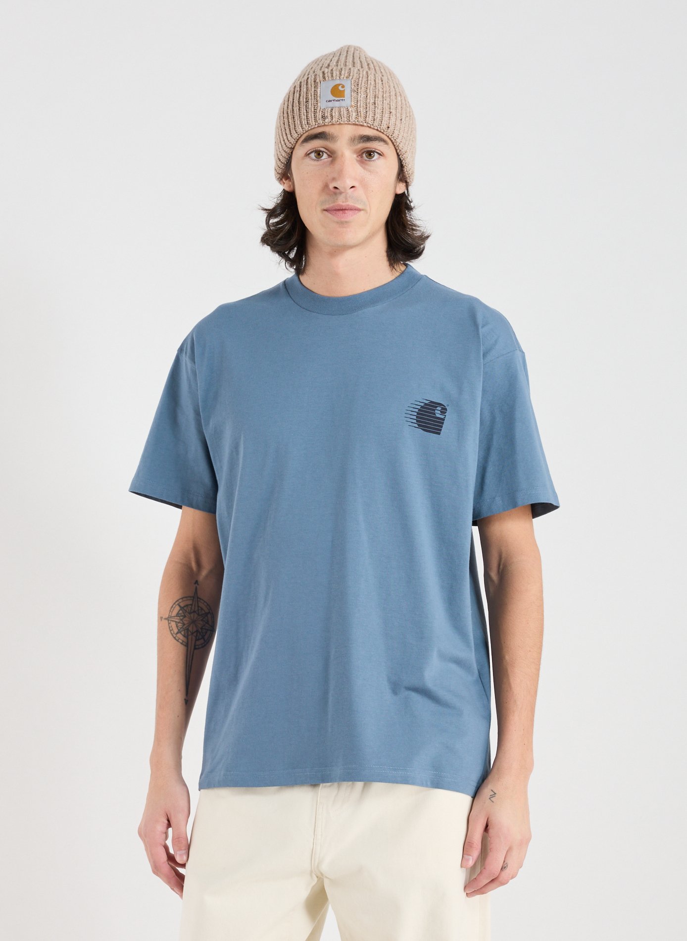CARHARTT WIP Round neck cotton printed T-shirt Blue