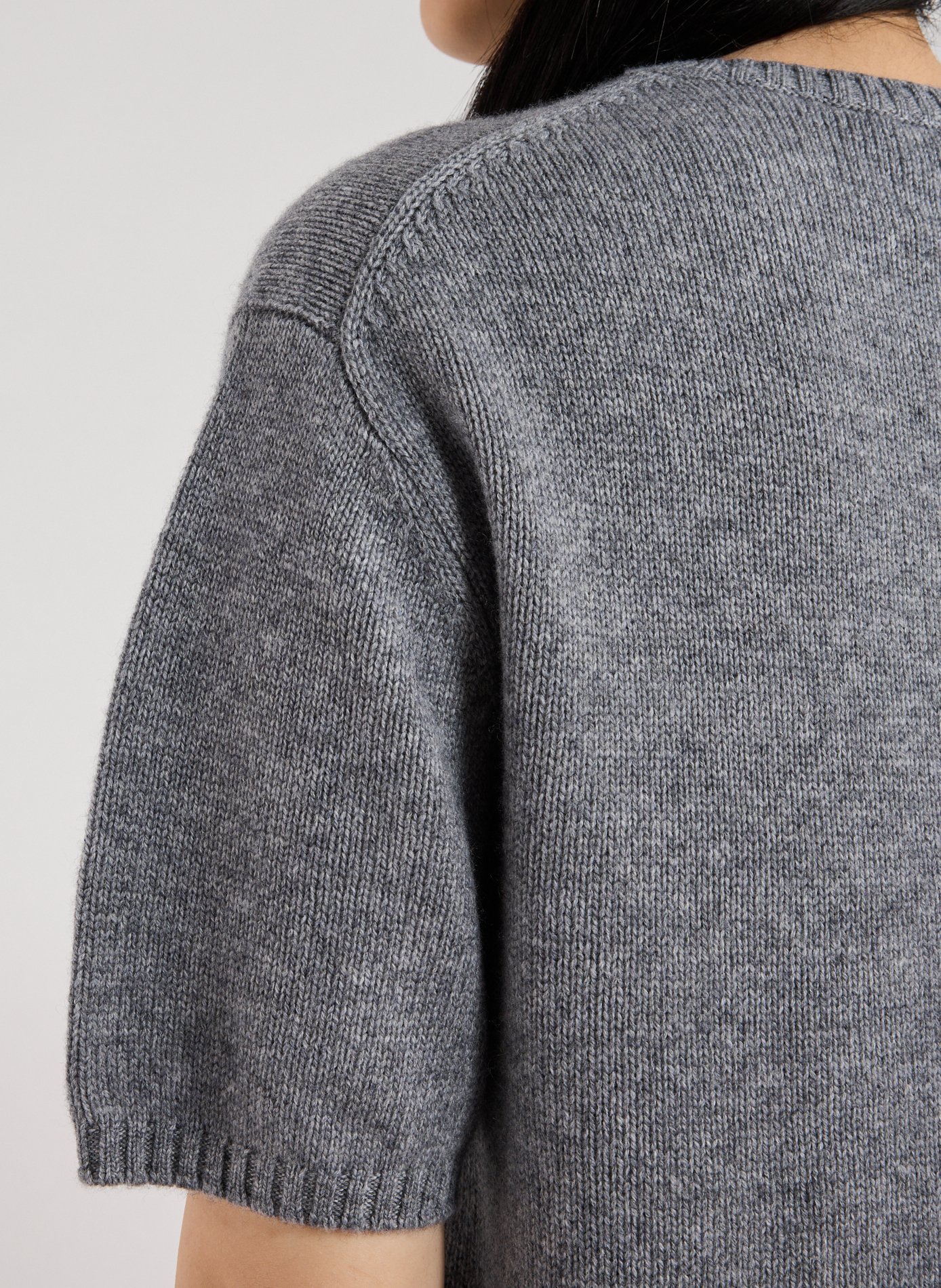 Round neck t-shirt in wool and cashmere ALMADA Grey