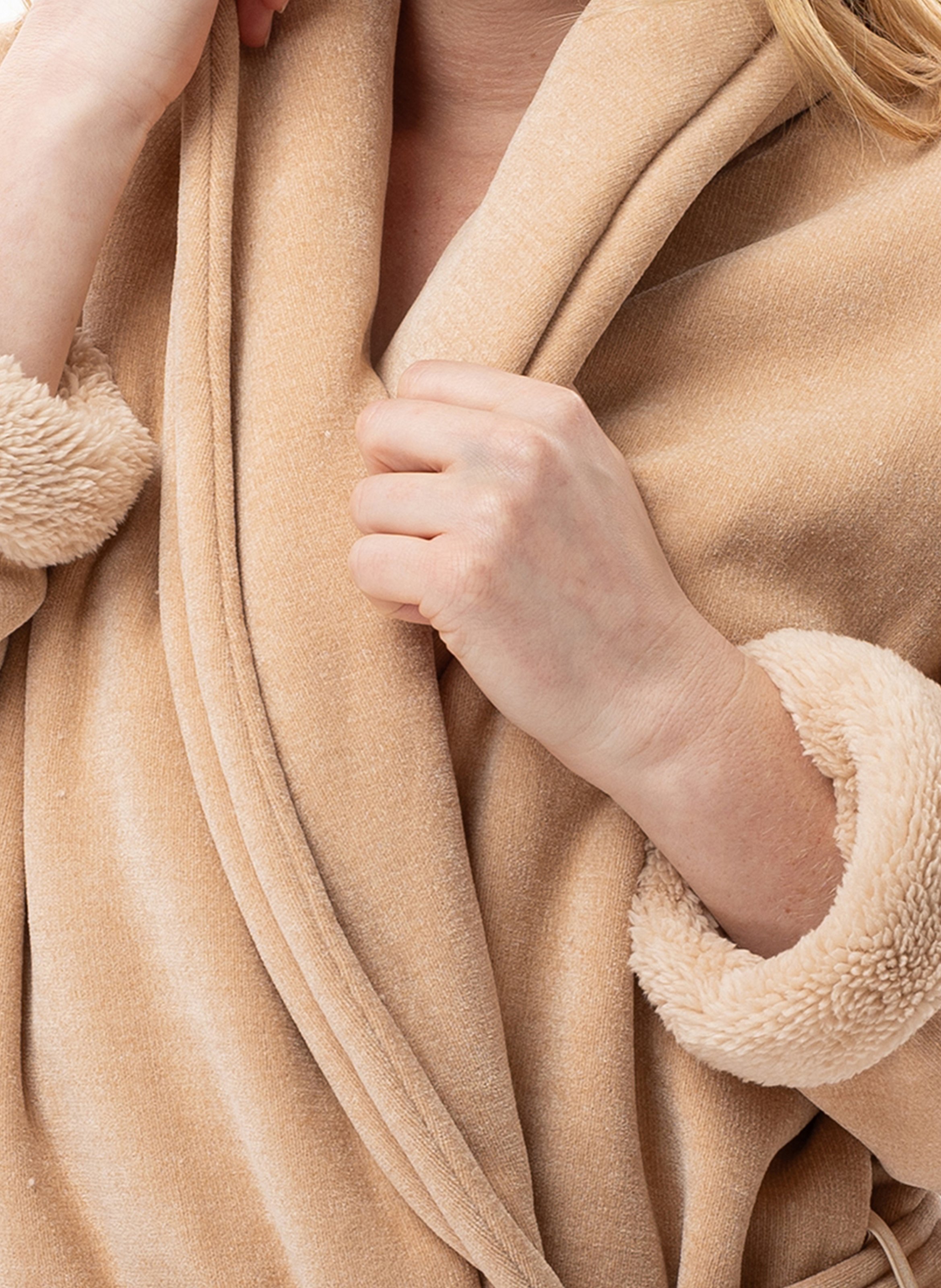 Peignoir en peluche flanelle montauk 160 LE CHAT Beige