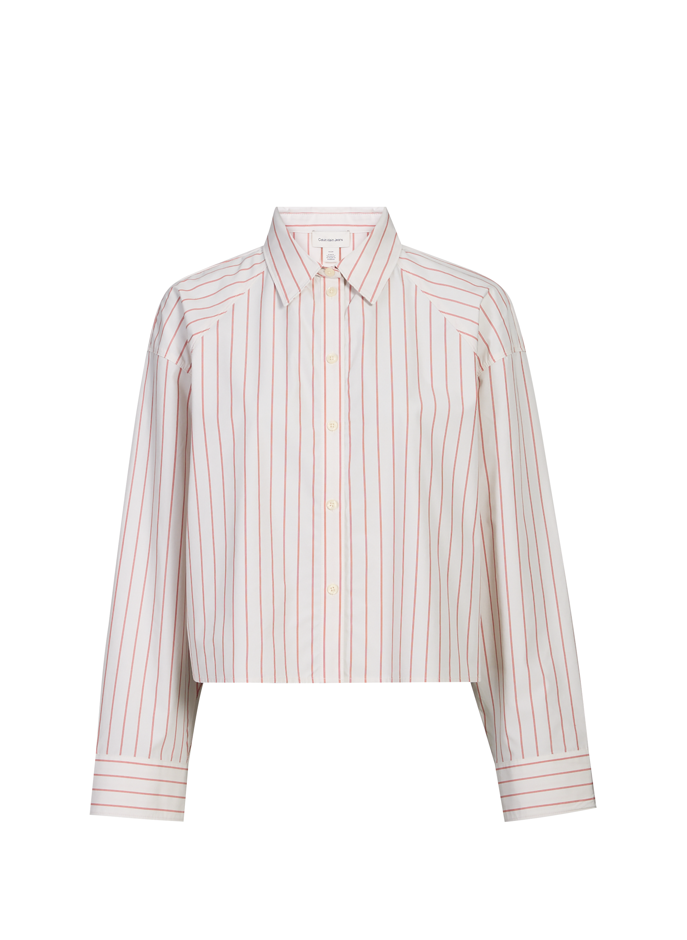 Short and Striped Boxy Shirt CALVIN KLEIN Beige