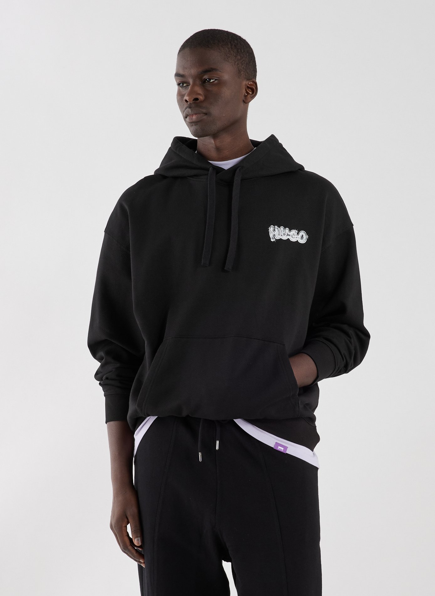 Hoodie en coton HUGO BLUE Noir