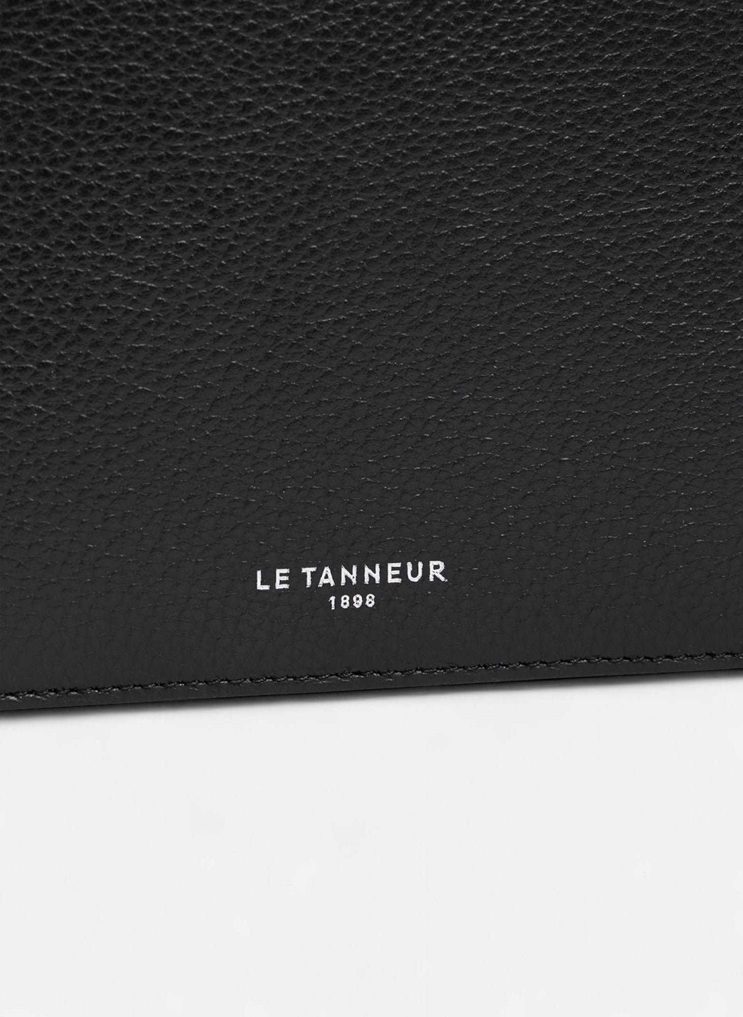 Portefeuille zippé horizontal emile en cuir grainé LE TANNEUR Noir