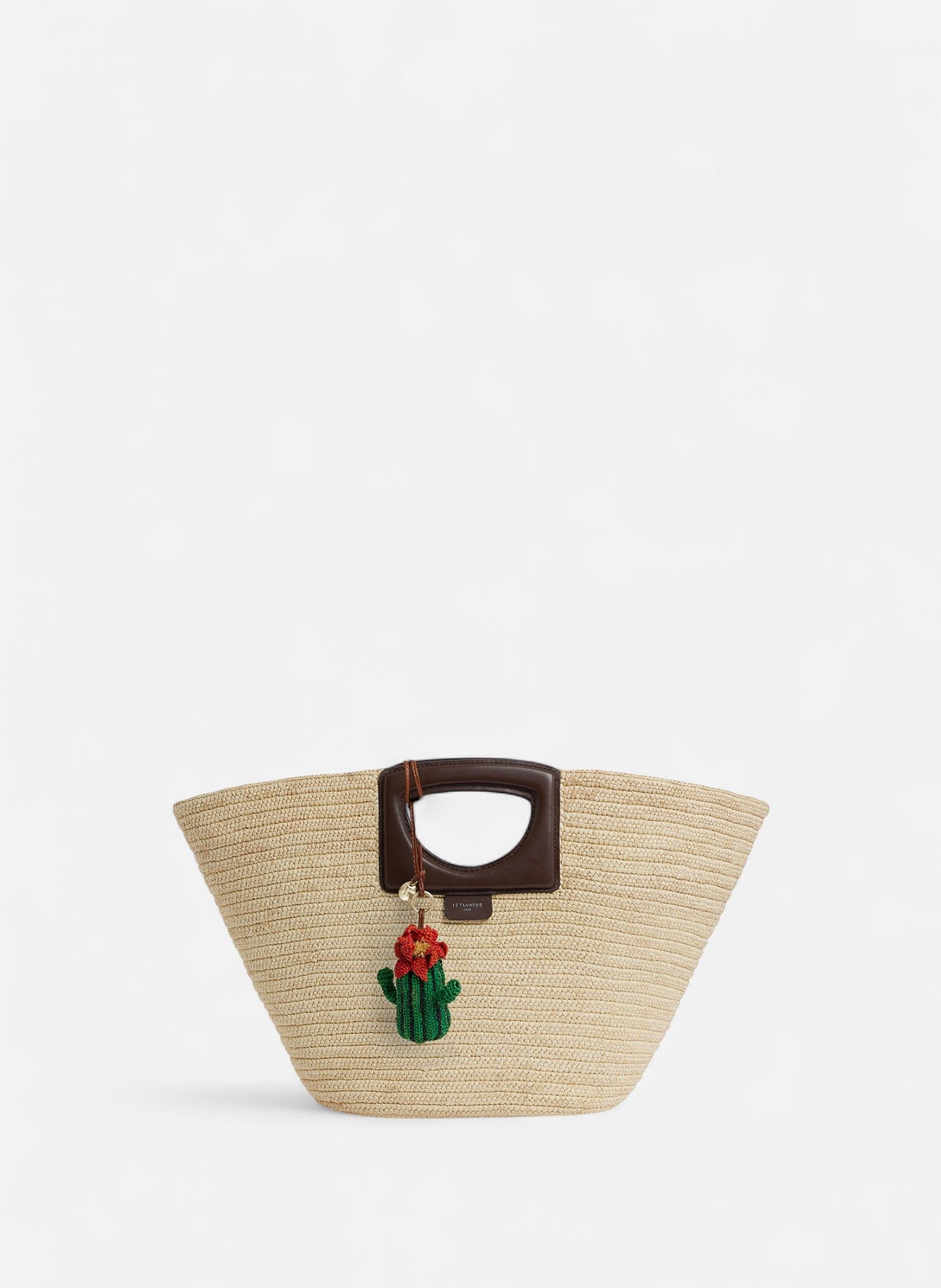 Bijou de sac cactus en raphia naturel et cuir lisse végétal LE TANNEUR Orange