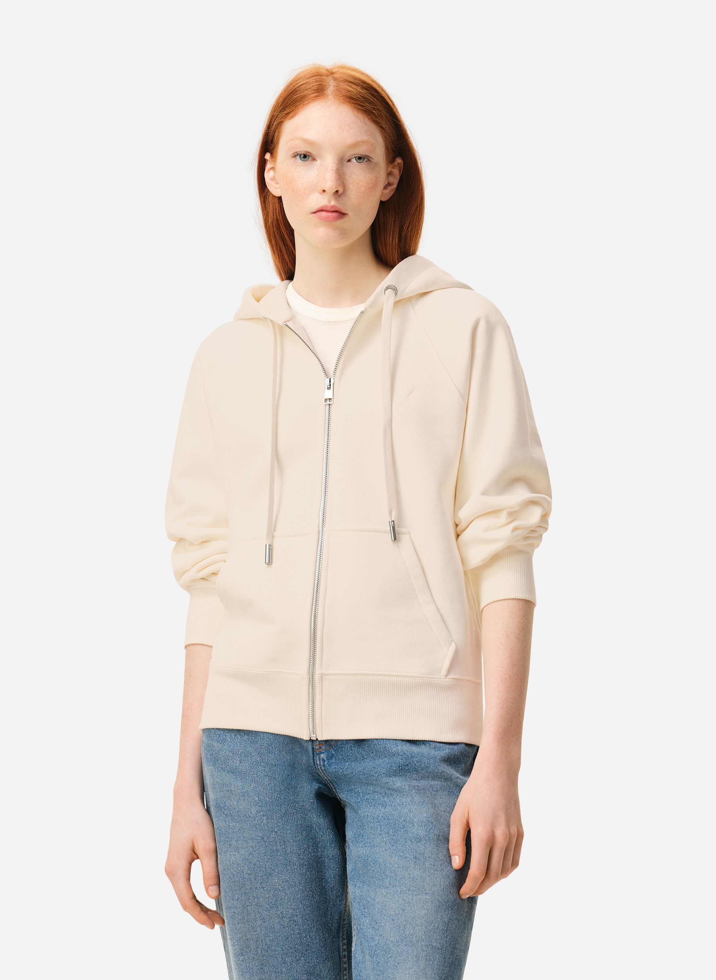 Hoodie Zippé Ami De Coeur En Coton unisexe AMI PARIS Blanc