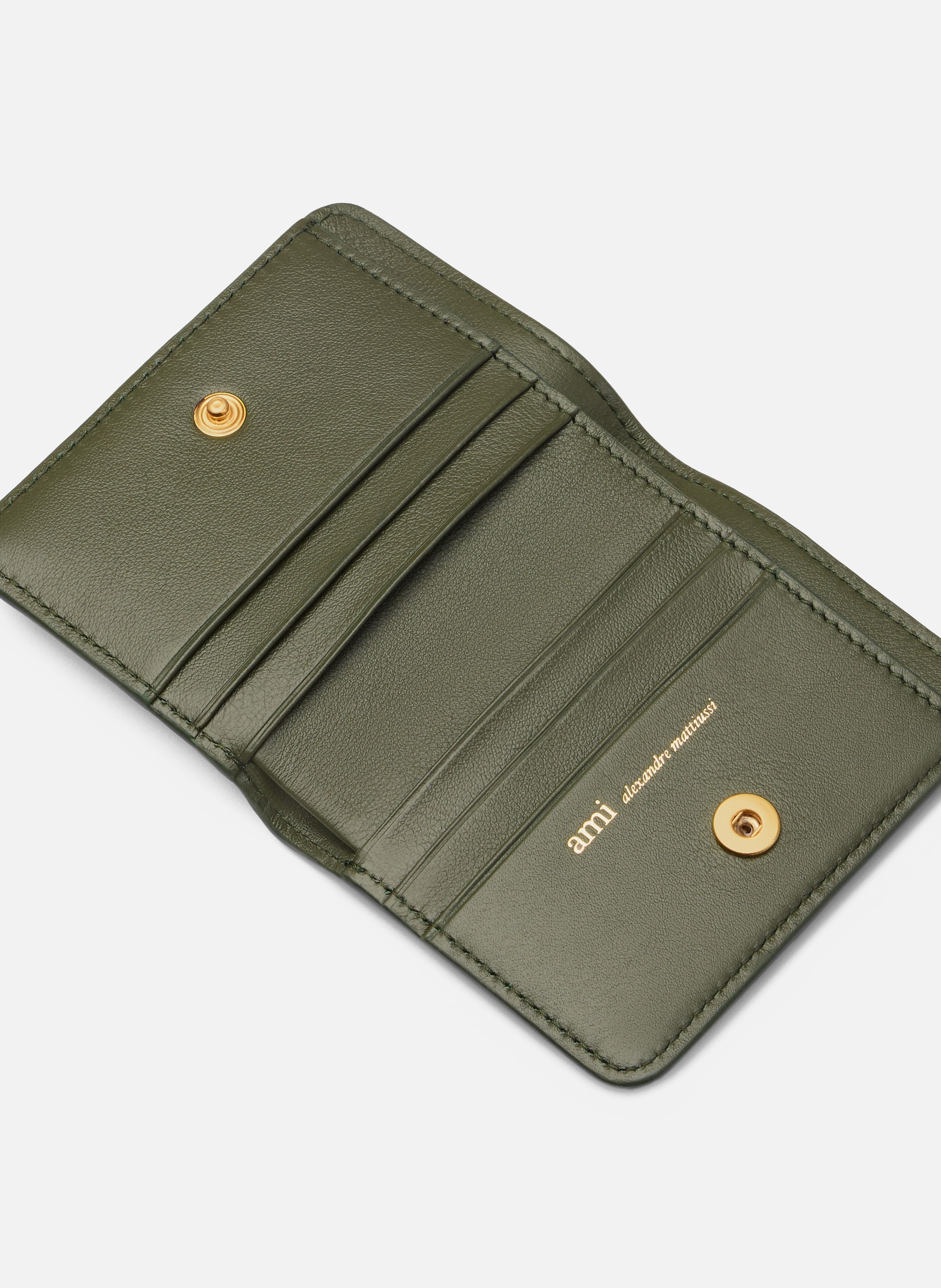 Portefeuille Plié Carrousel En Cuir Lisse unisexe AMI PARIS Vert