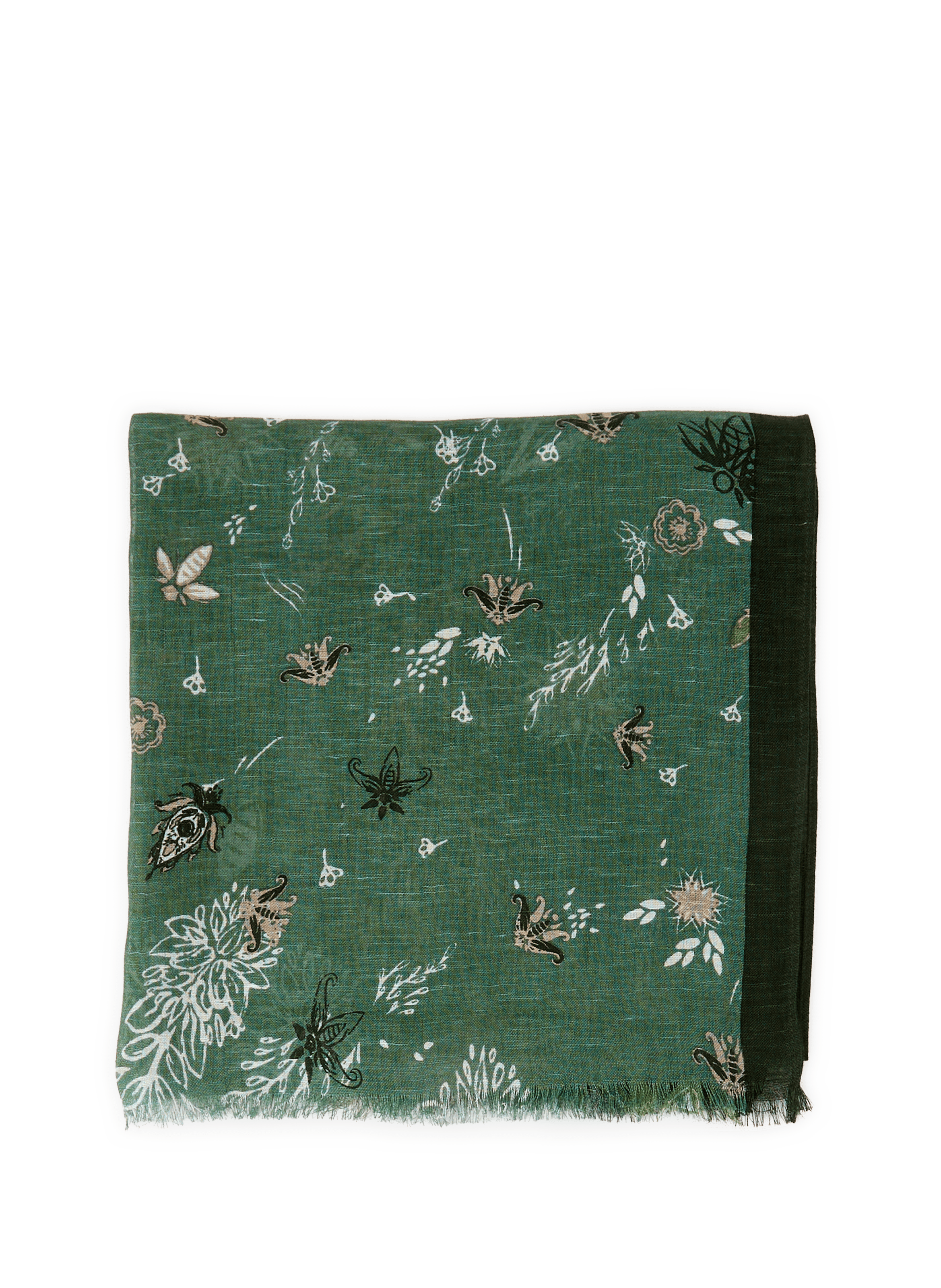 Artemis printed linen scarf PETRUSSE Green