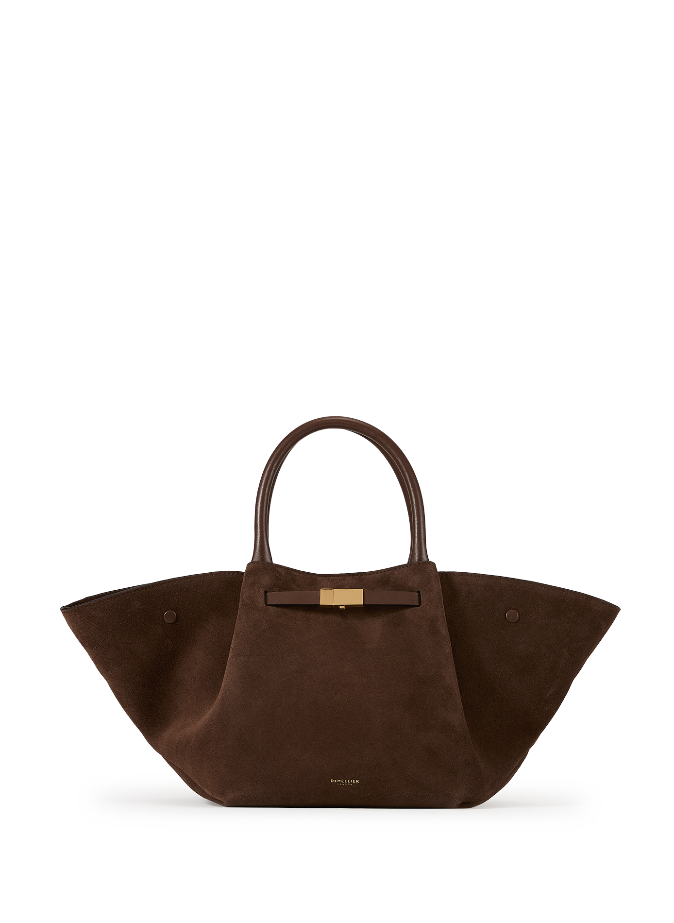 Sac à main Midi New York en cuir et coton DEMELLIER LONDON Marron