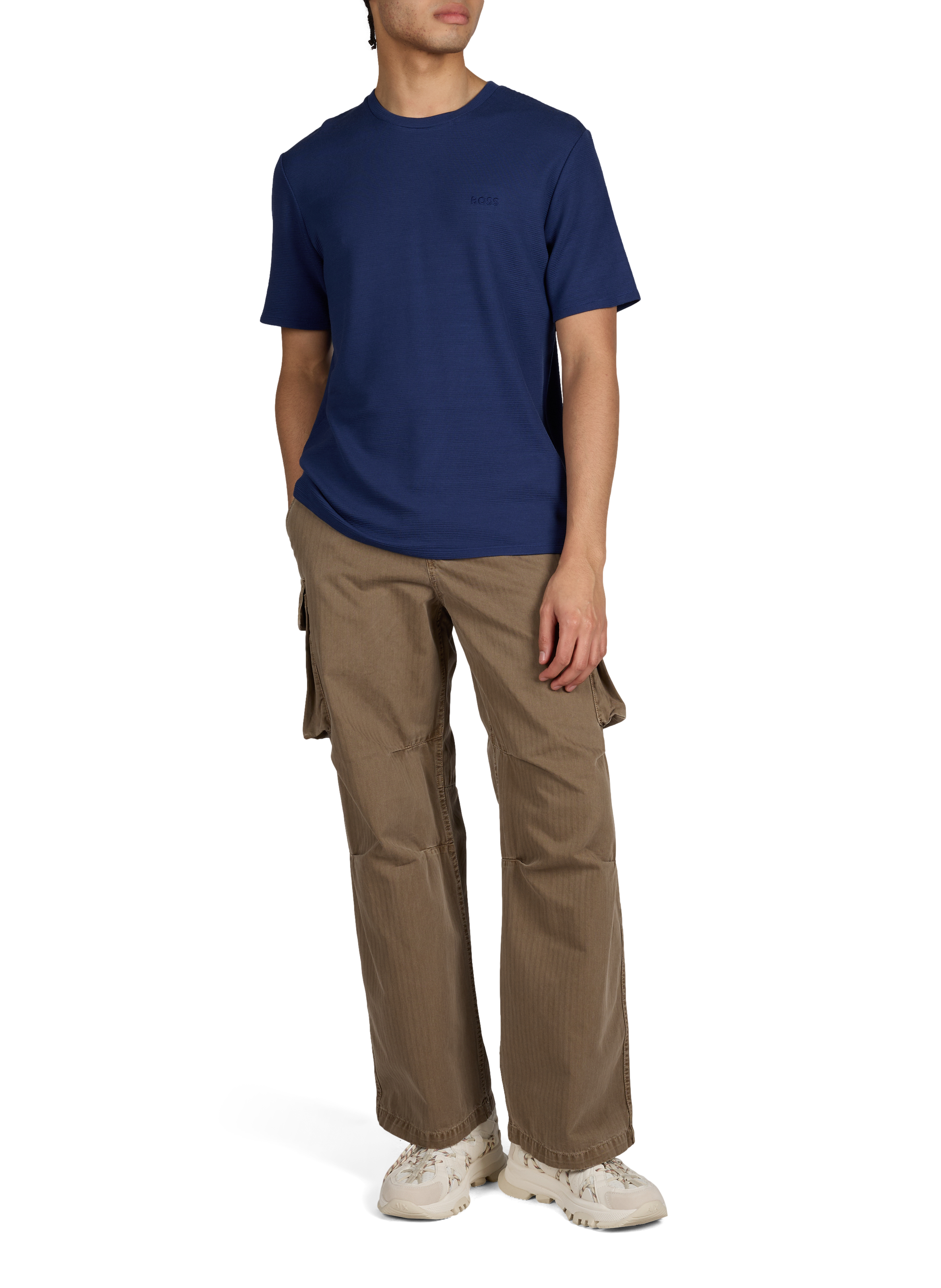 T-shirt à manches courtes et col rond BOSS Bleu