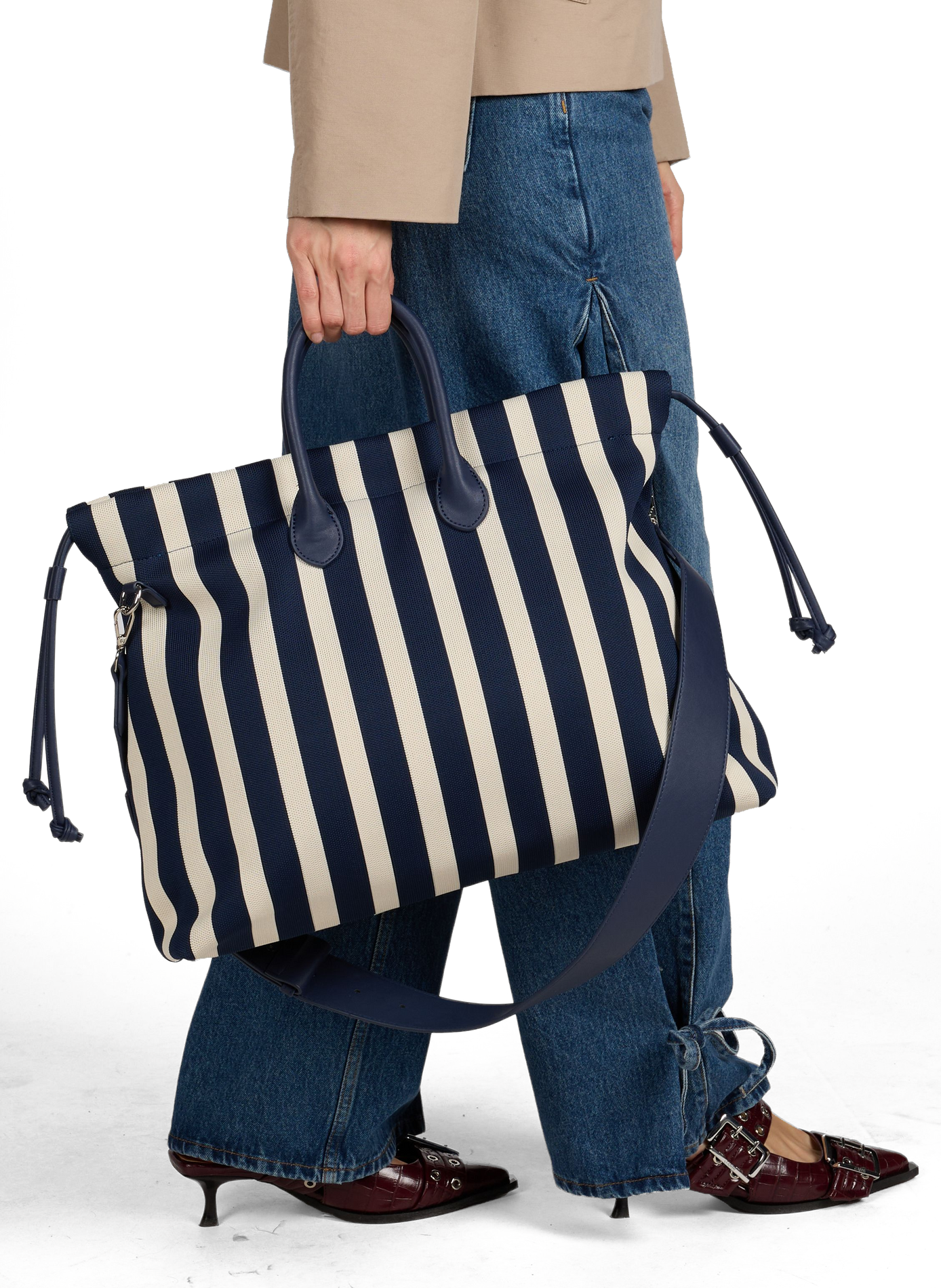 Sac cabas rayé  AU PRINTEMPS PARIS Bleu