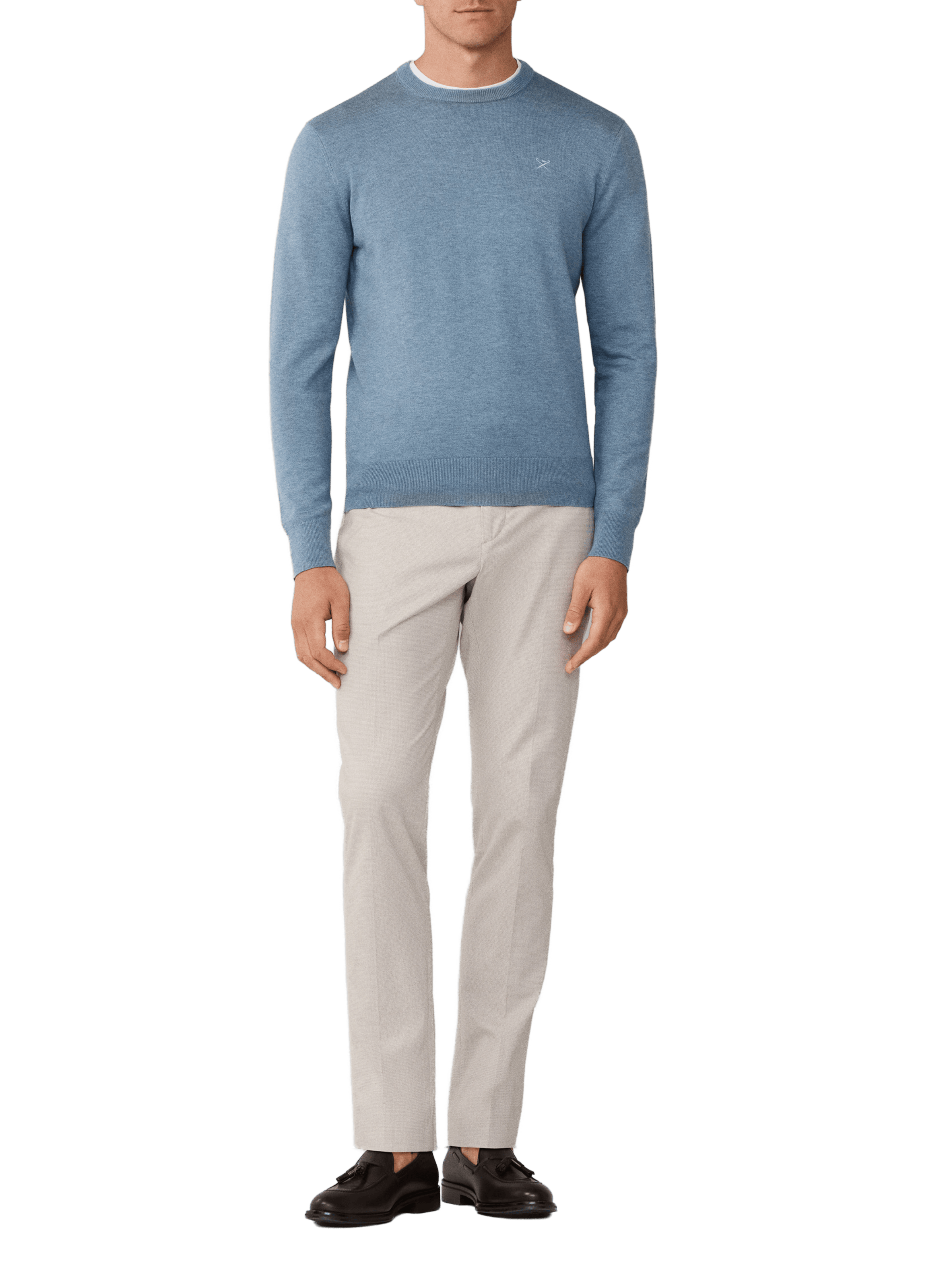 Round neck sweater in cotton and silk HACKETT Blue