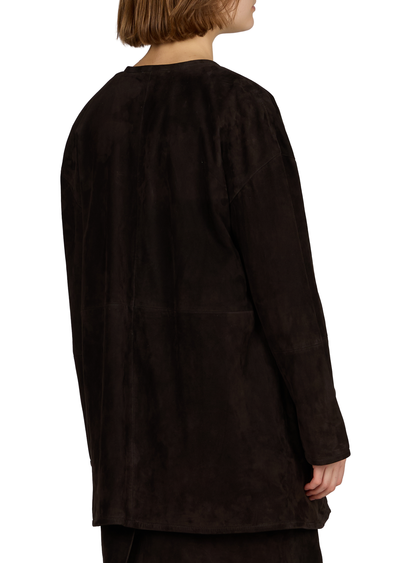 Veste Waren à col rond en cuir suédé LOULOU DE SAISON Noir