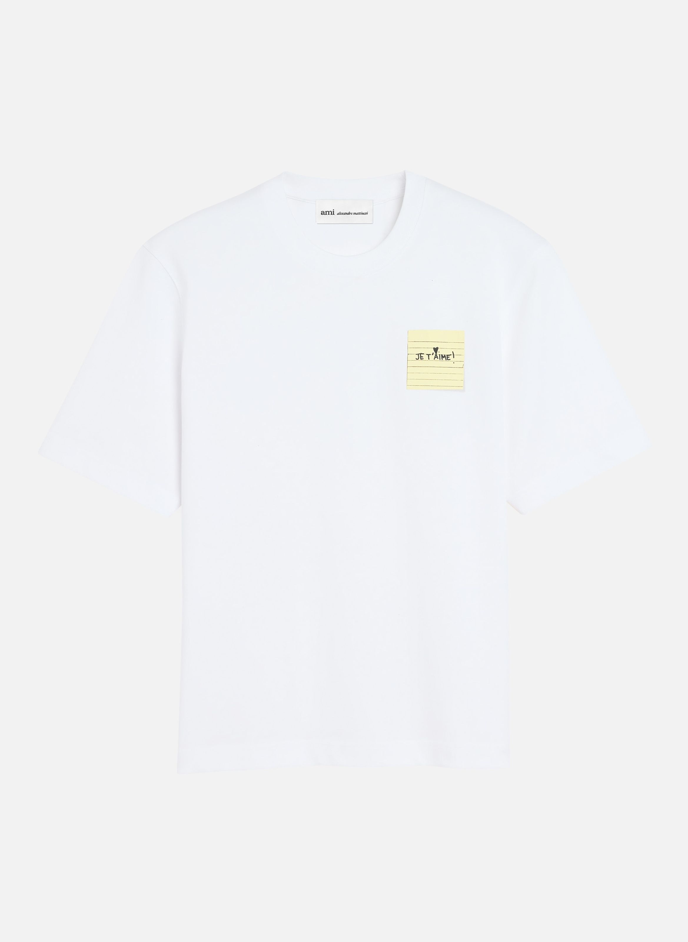 T-shirt post it "je t'aime" en coton AMI PARIS Blanc