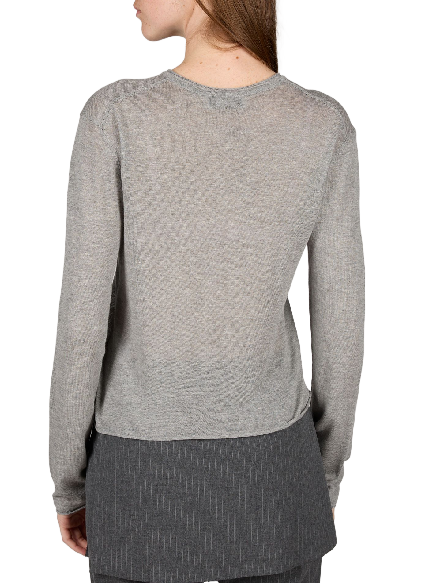 Transparent round-neck cardigan in blended cotton DUNST Grey