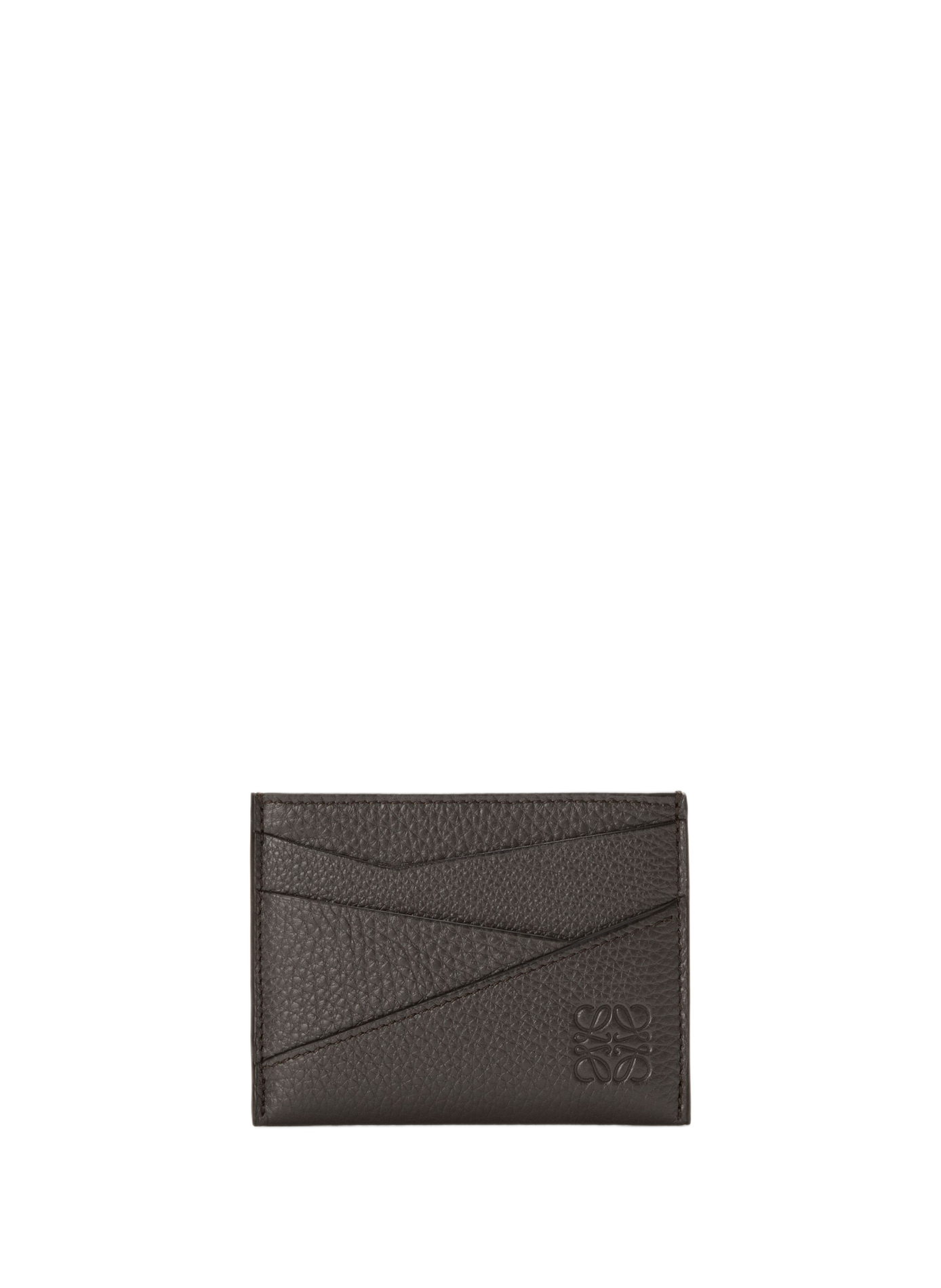 Einfarbige Puzzle-Kartenhalter aus weichem genarbtem Kalbsleder LOEWE Grau