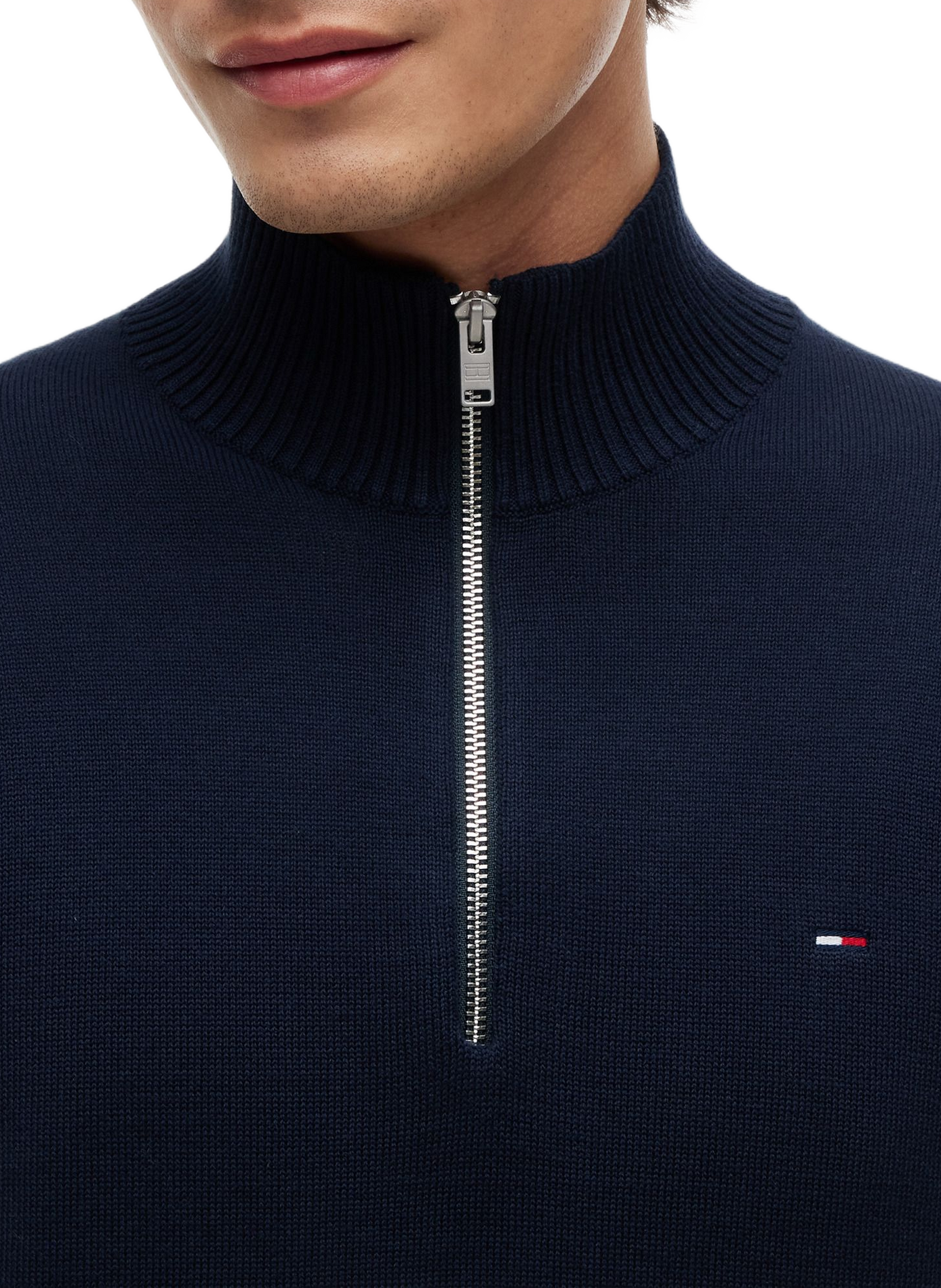 Lightweight slim fit cotton zip-up sweater TOMMY HILFIGER Blue