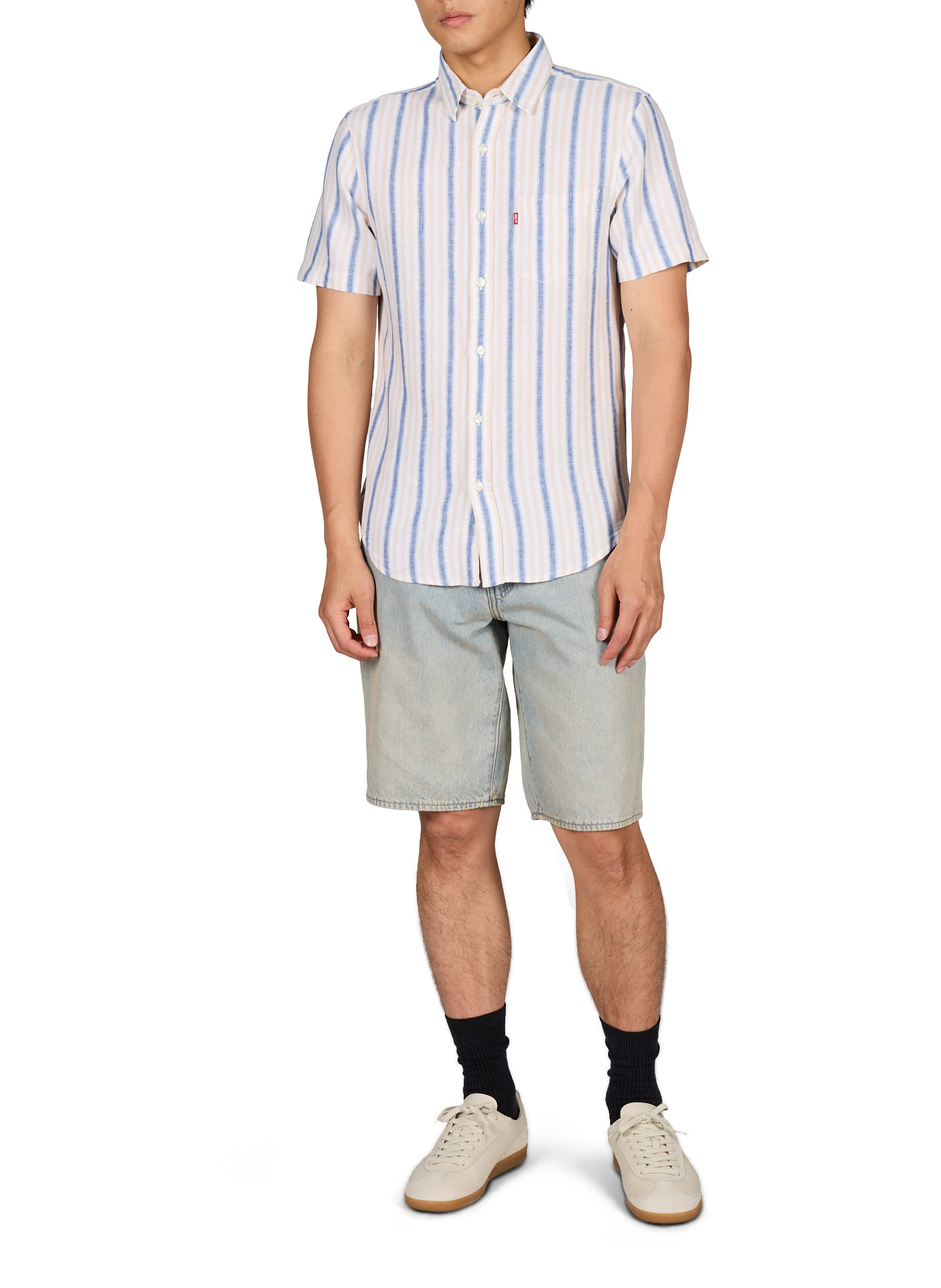 Camisa a rayas de algodón y lino mezclado LEVI'S Amarillo