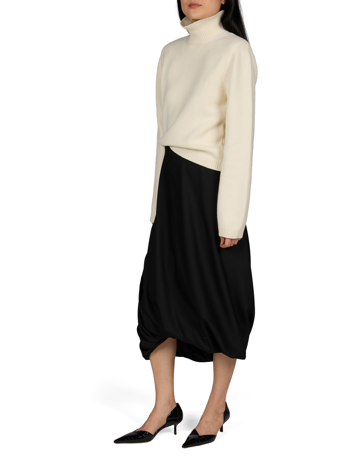 Gerippter Pullover mit Stehkragen aus Wolle und Kaschmir ROHE FRAMES Beige