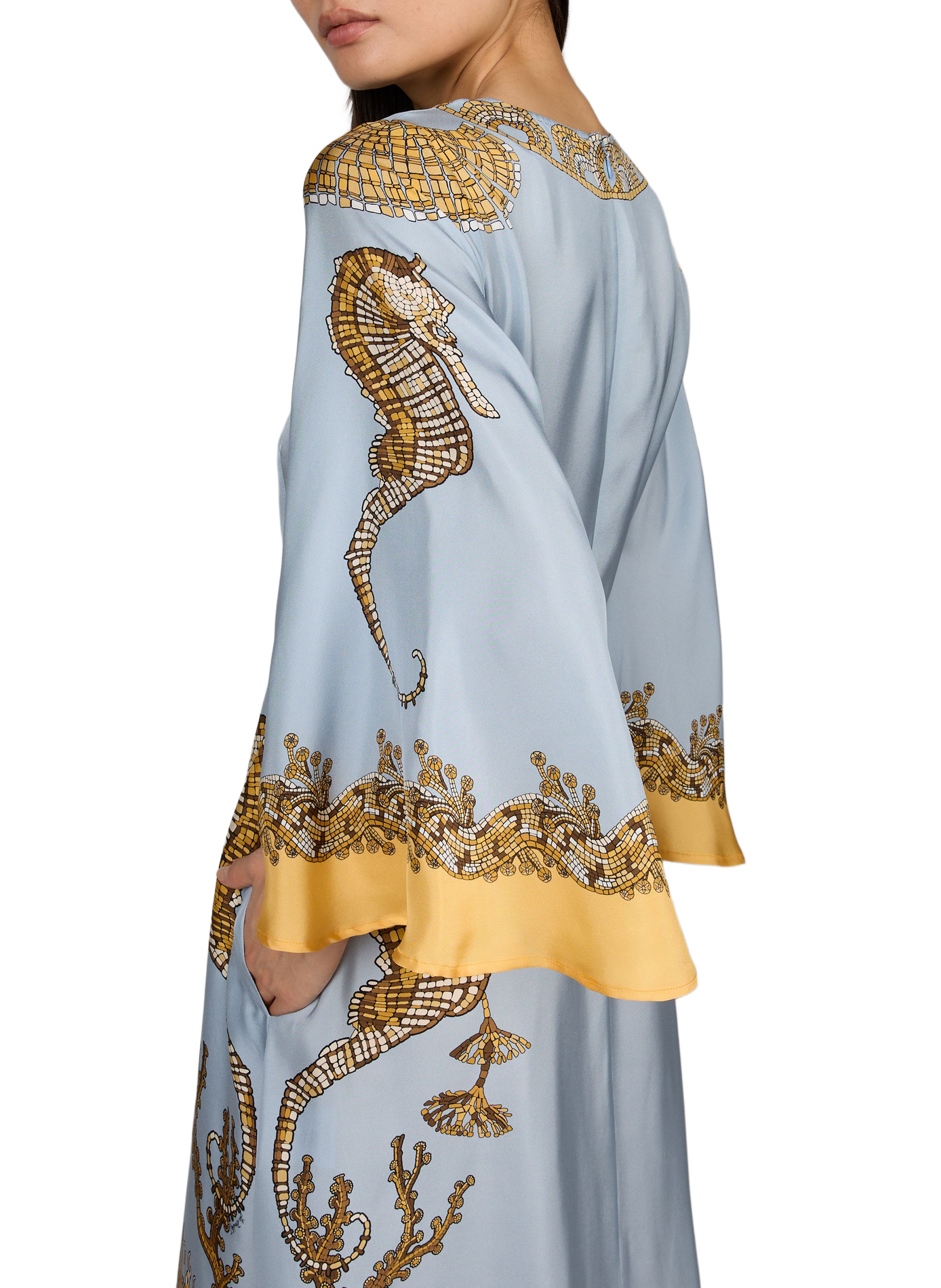 Robe longue SORELLA en soie LA DOUBLEJ Bleu