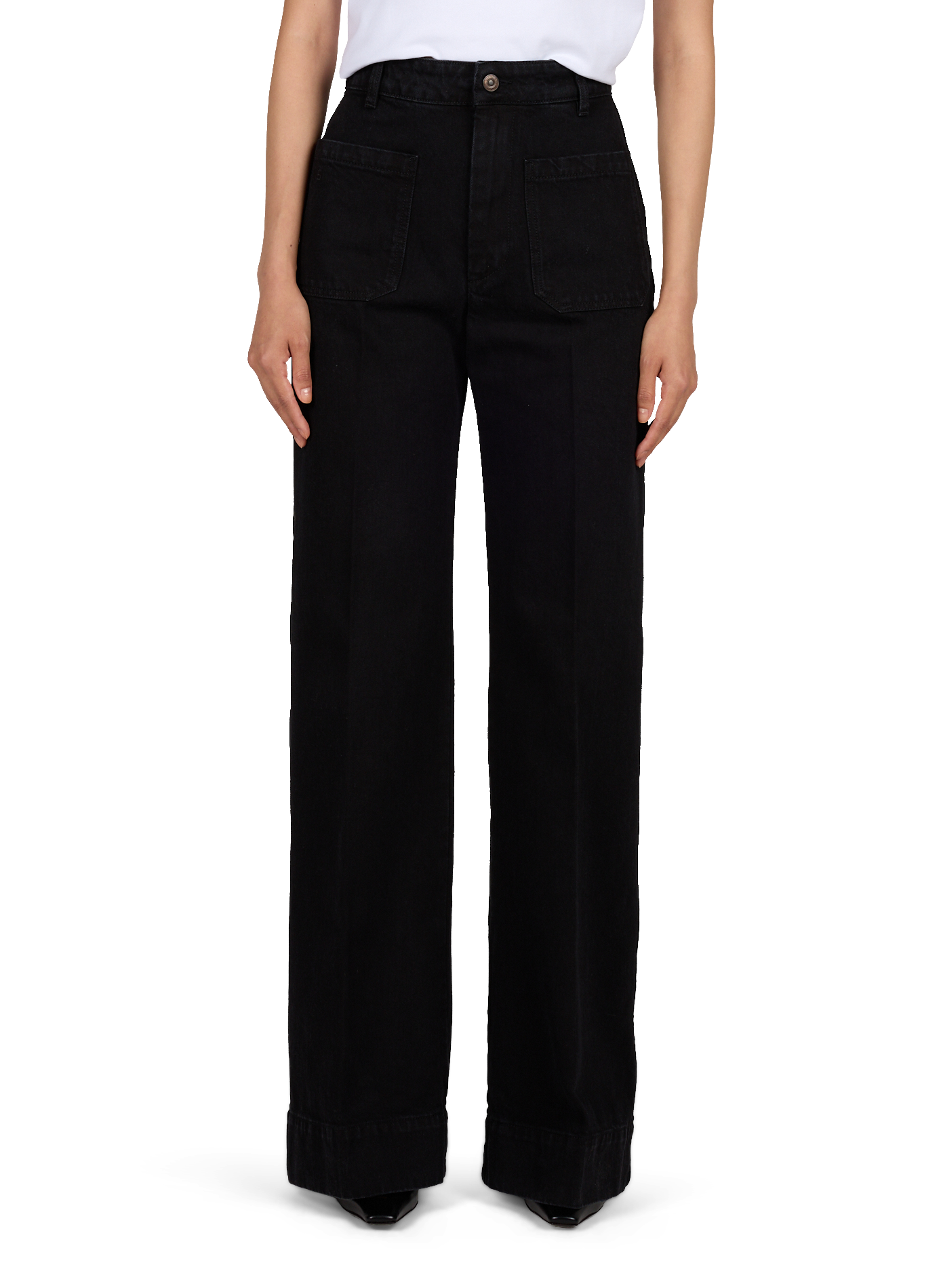 Jean wide-leg Alina en denim de coton VICTORIA BECKHAM Noir