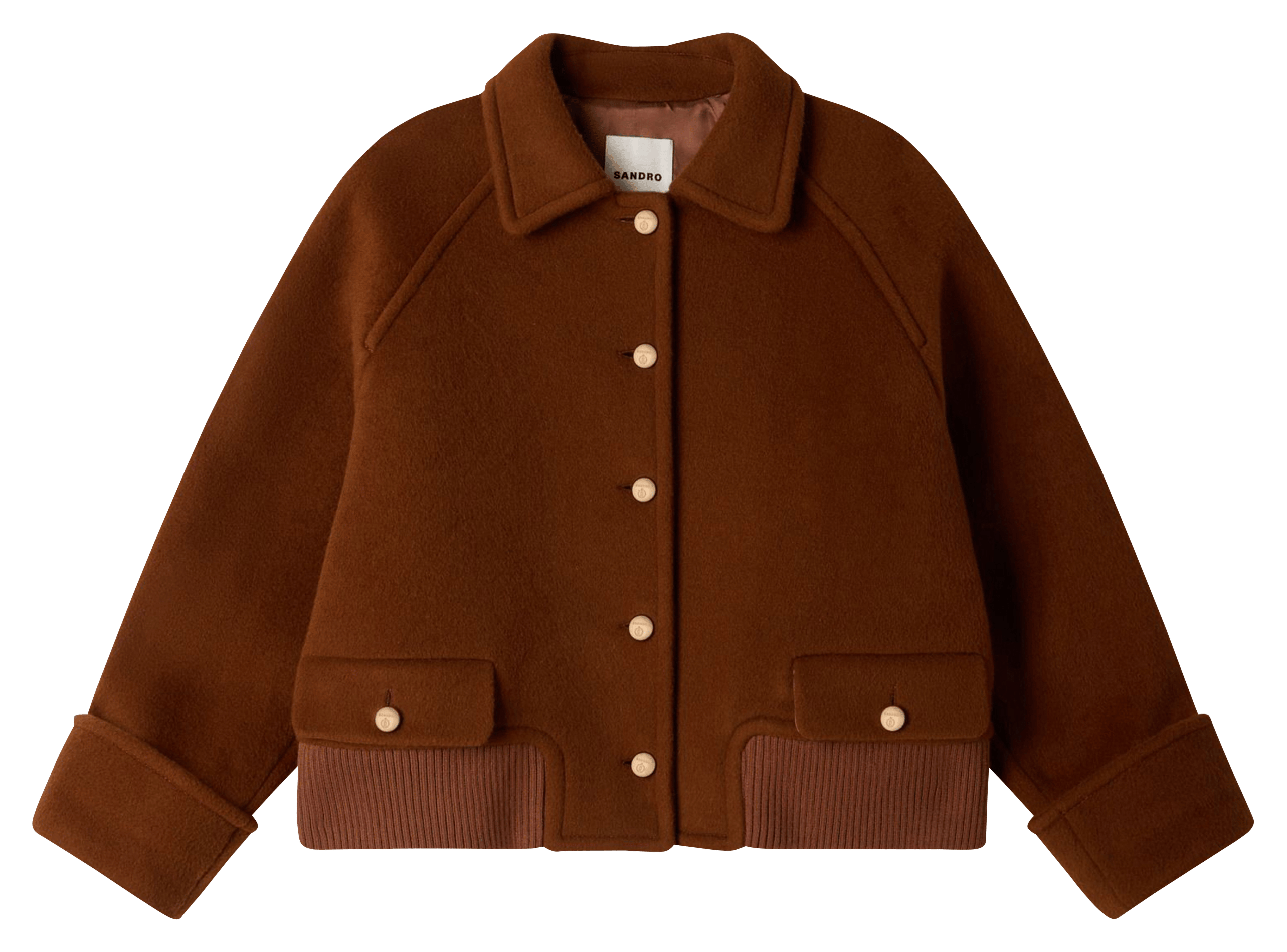Veste droite en laine mélangée SANDRO Marron