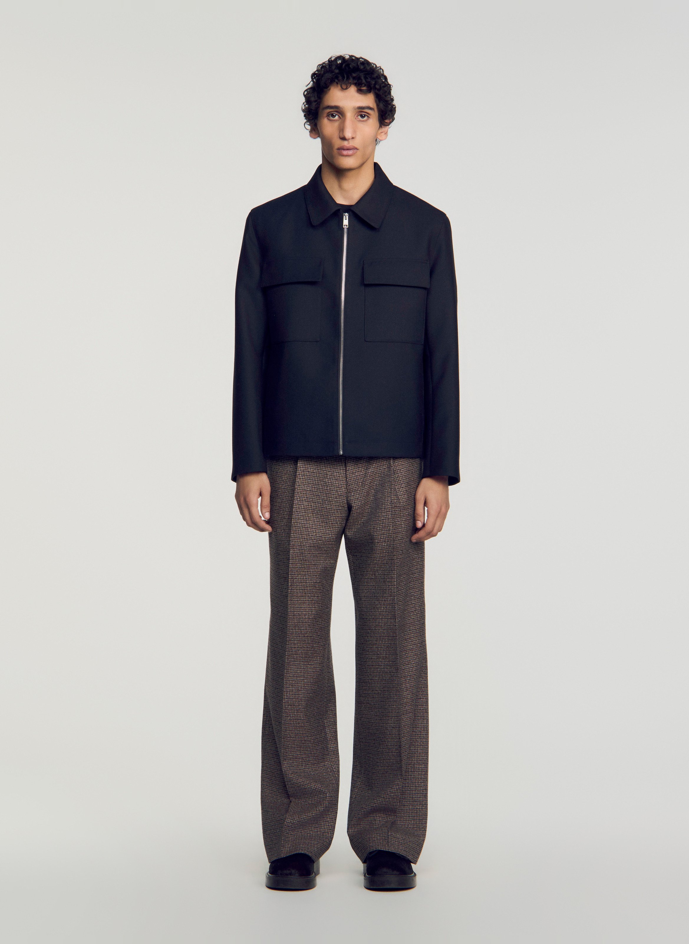 Blouson droit col classique SANDRO Bleu